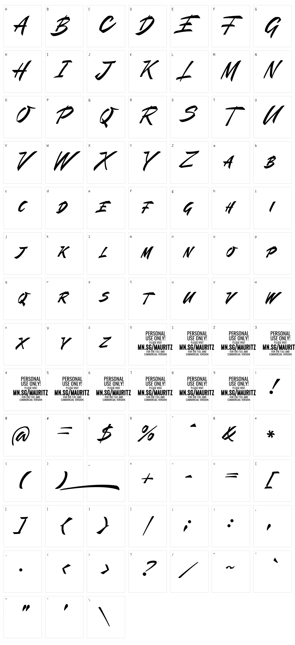 Mauritz Caps Character Set