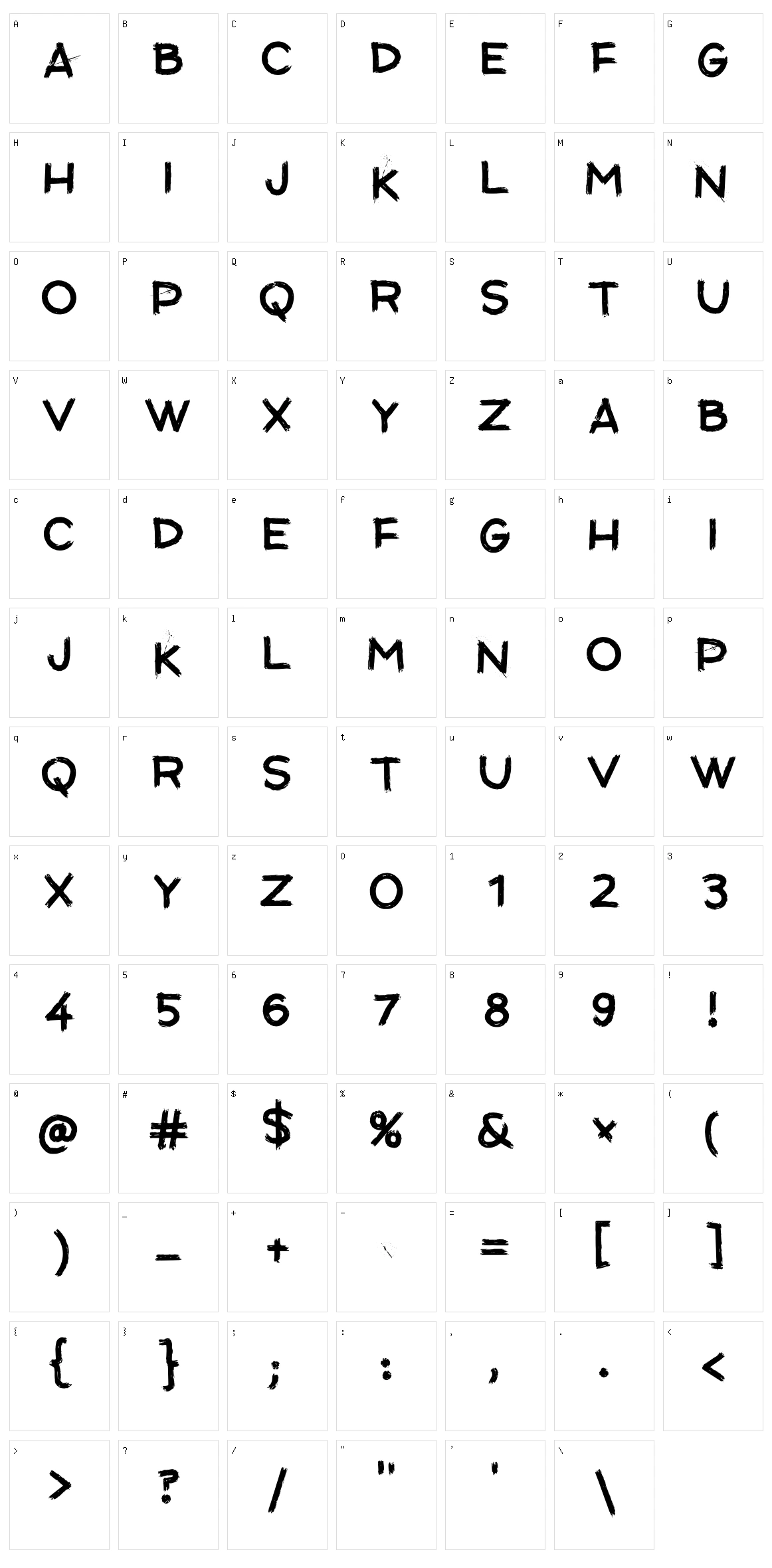 Tanktype Character Set