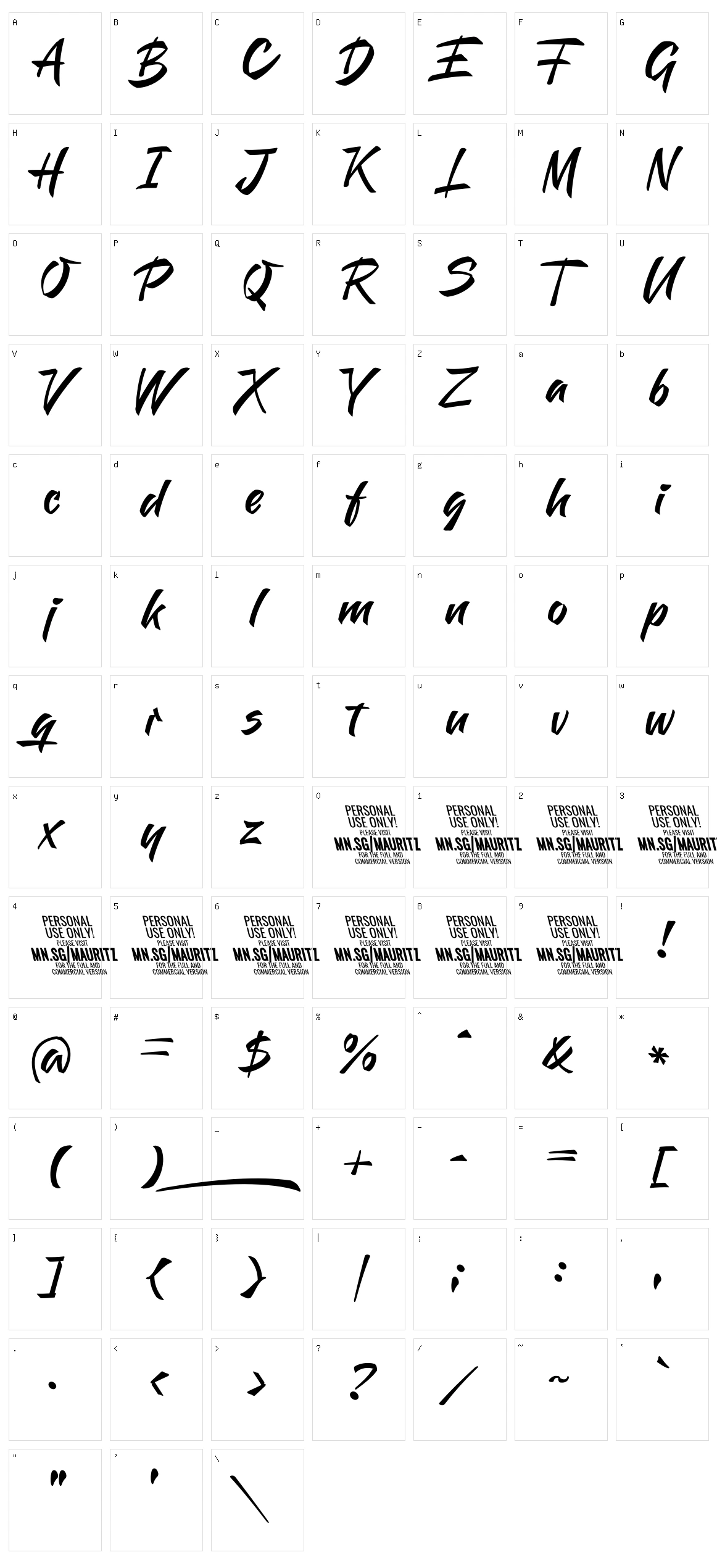 Mauritz Sans Character Set