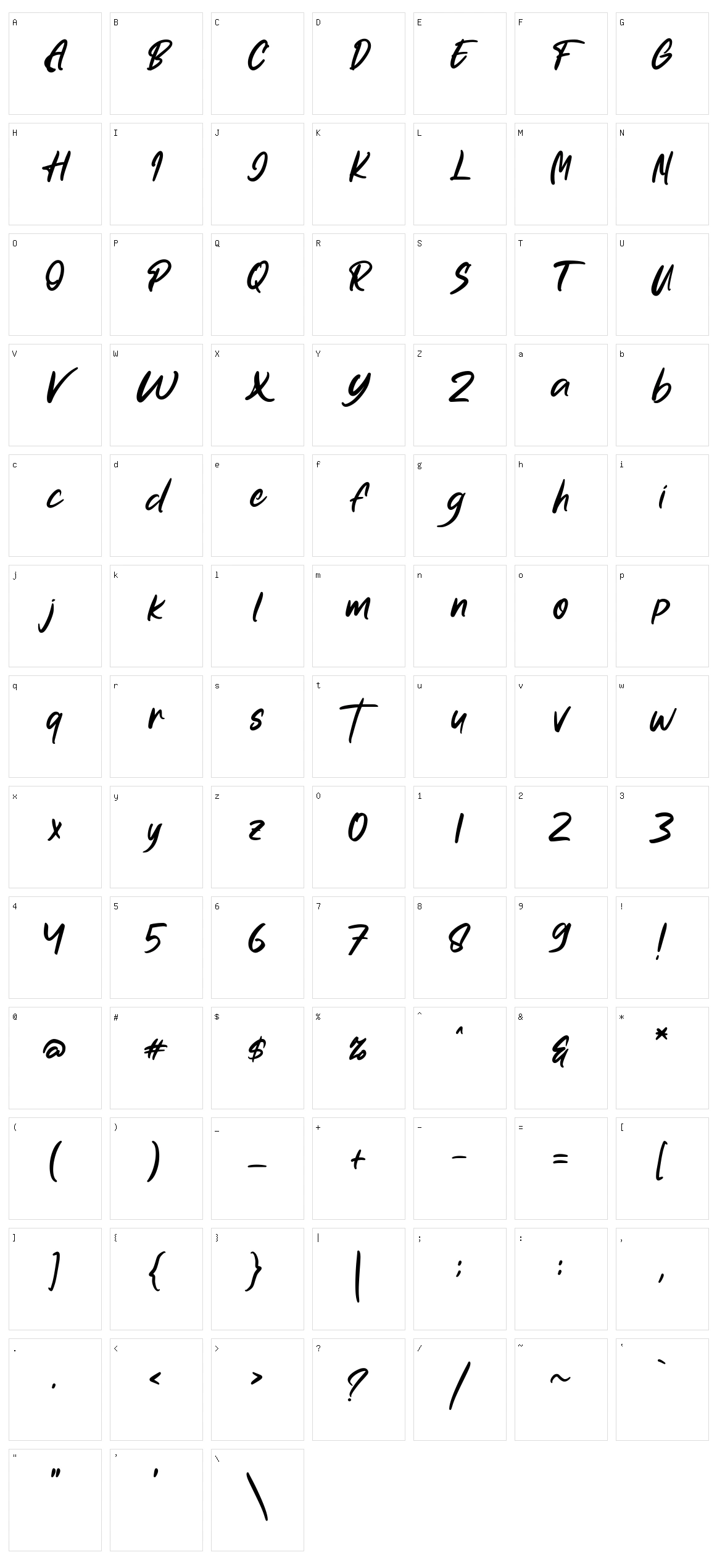 Fresnilo Character Set