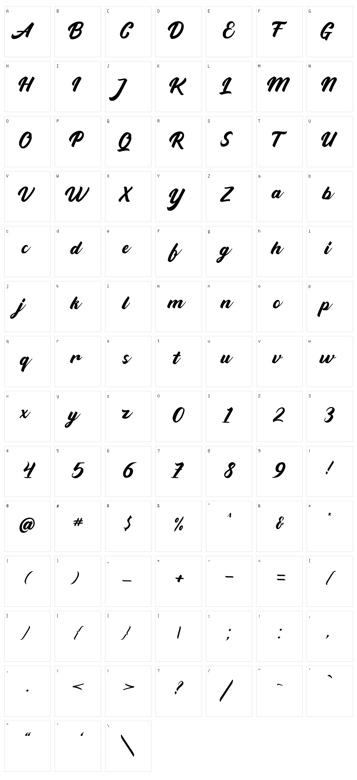 Widati Character Set