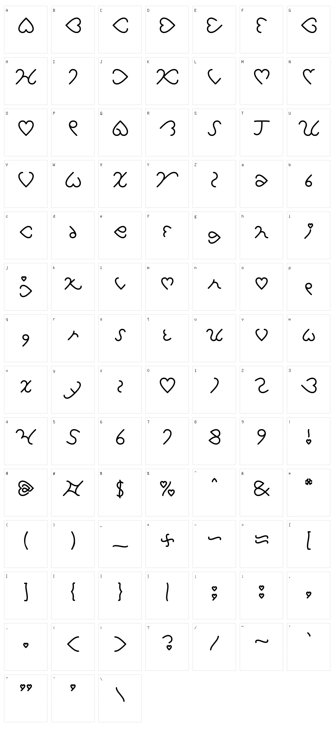 I love you Character Set