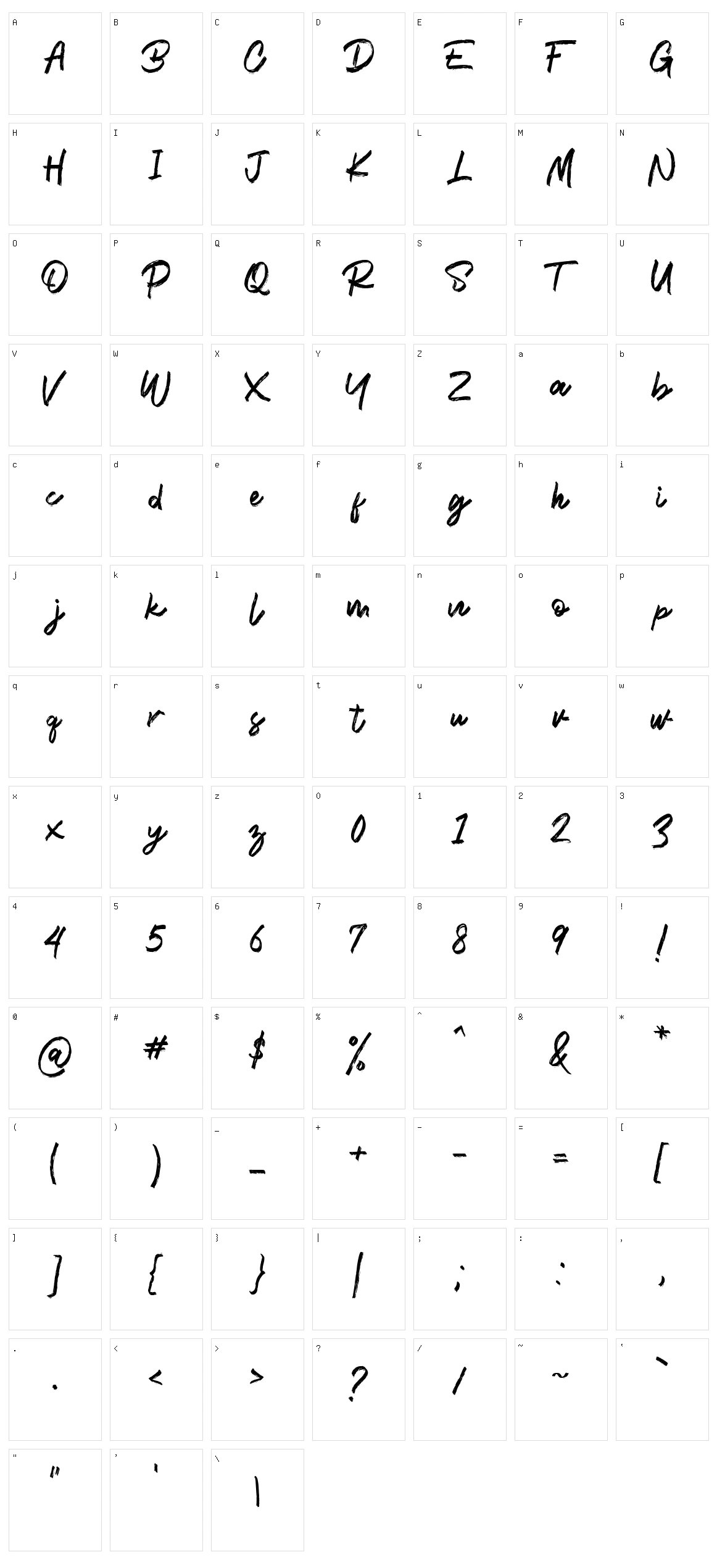 Brookliness Character Set
