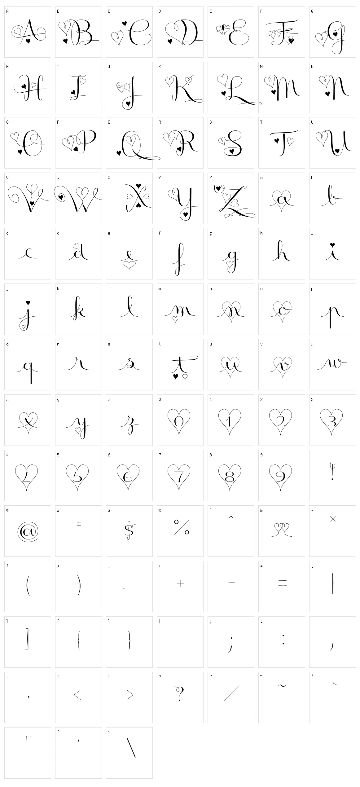 Badinerie Love Character Set