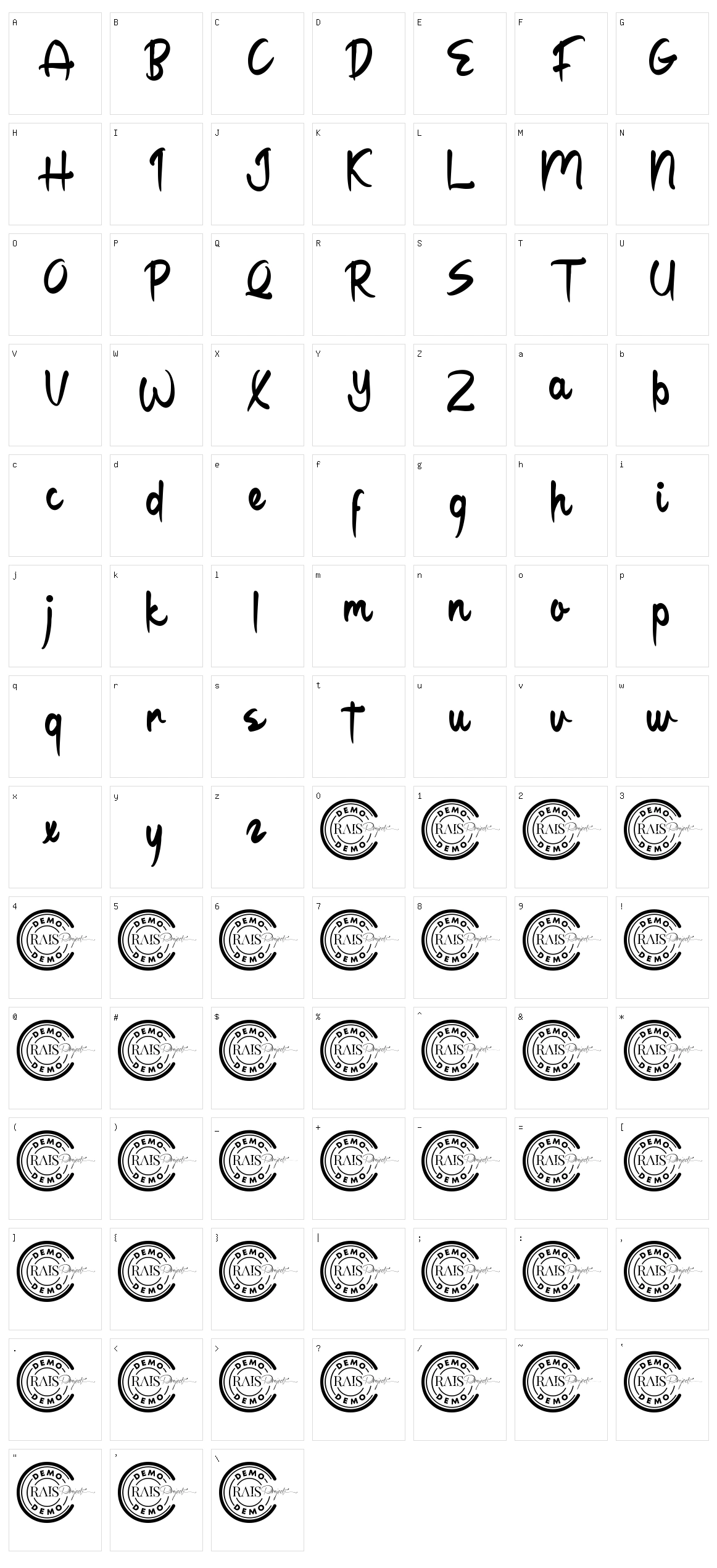 Stephalli Character Set
