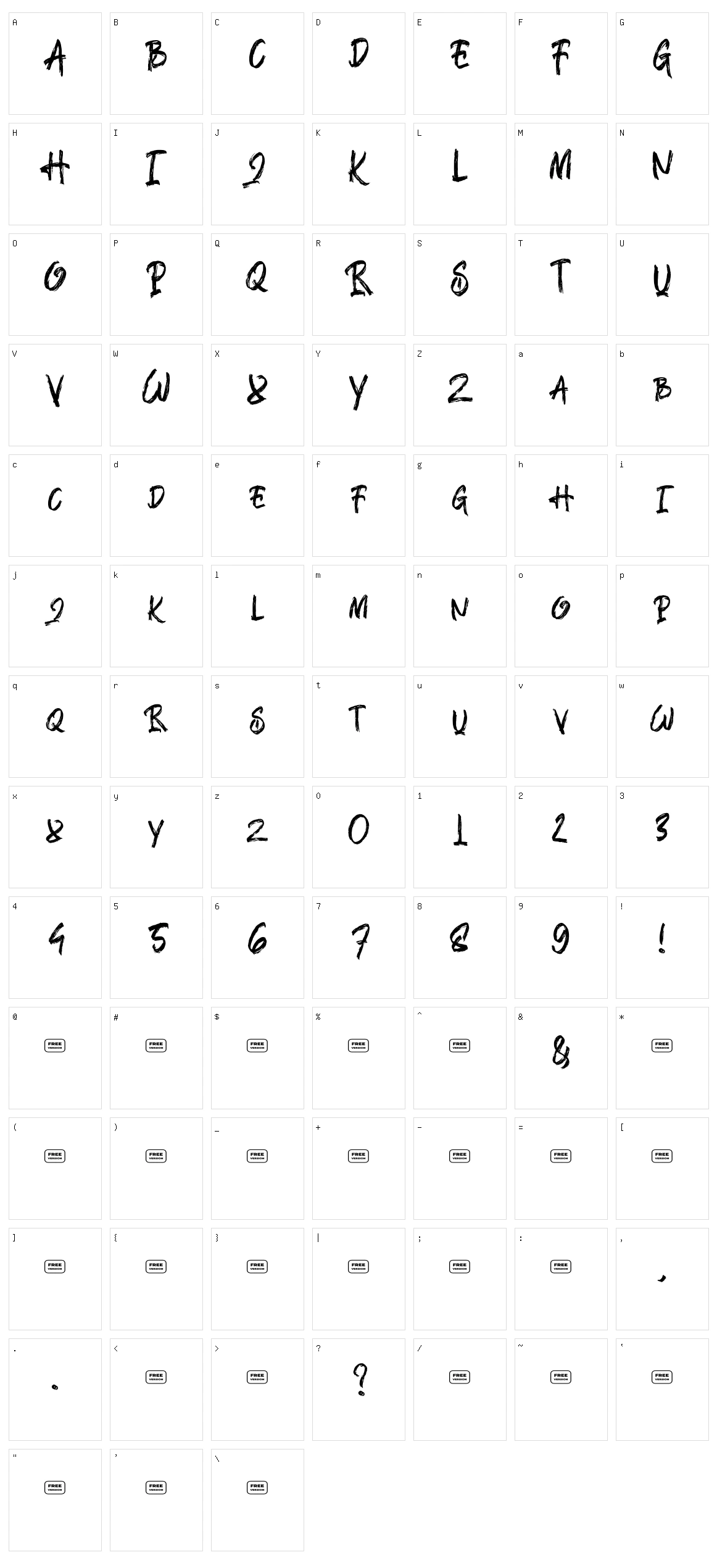 Bangke Character Set