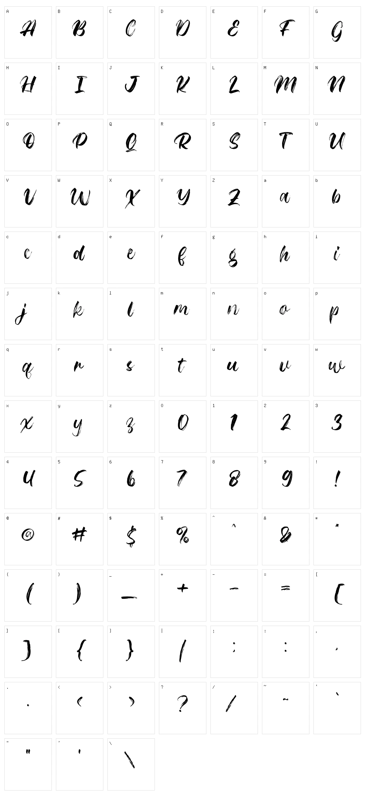 Riqage Character Set