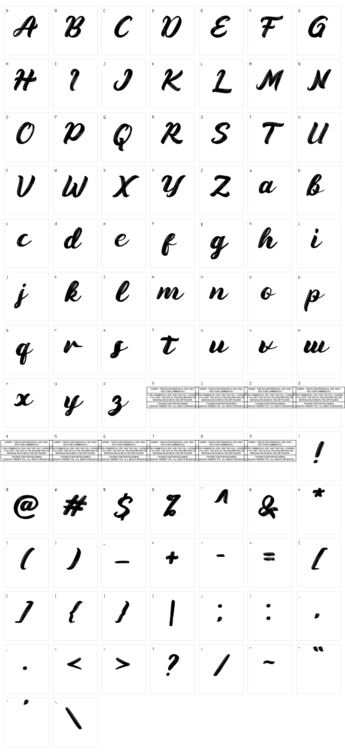 Bruskest Character Set