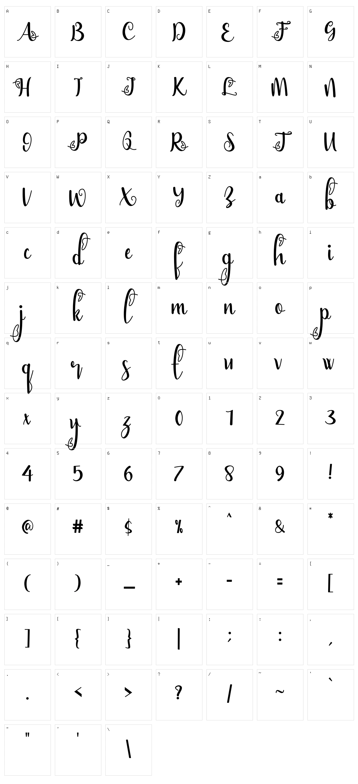 Bellami Character Set