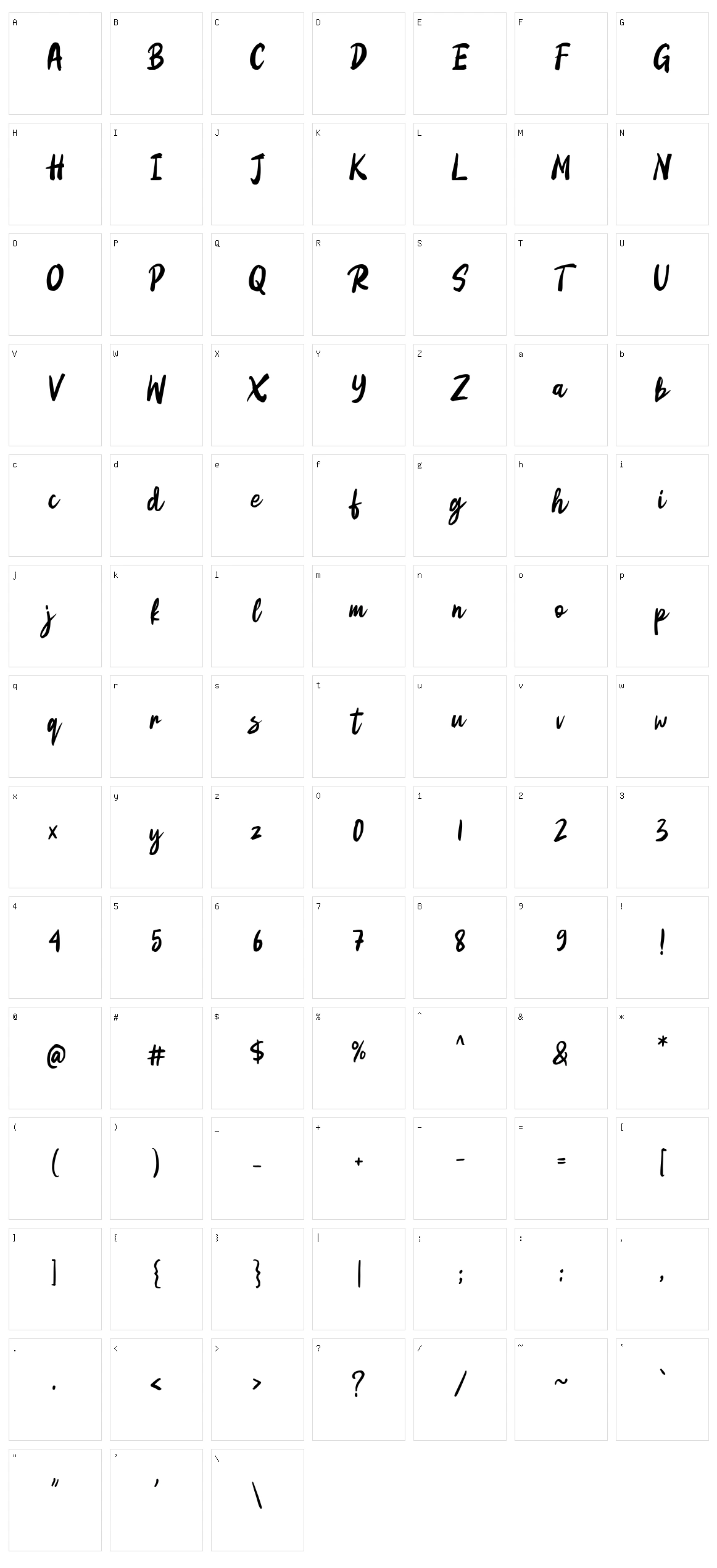 Missland Character Set