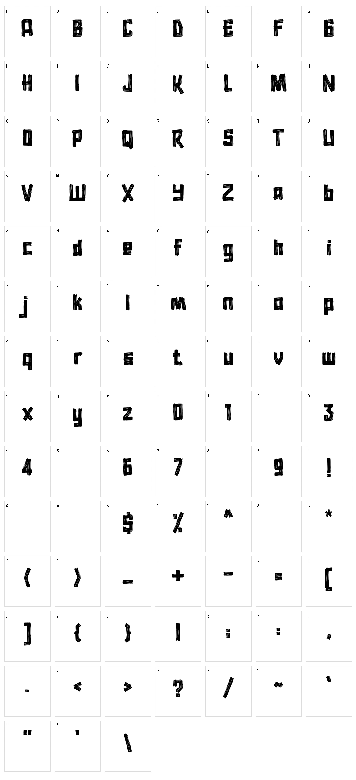 Brush In Space Character Set
