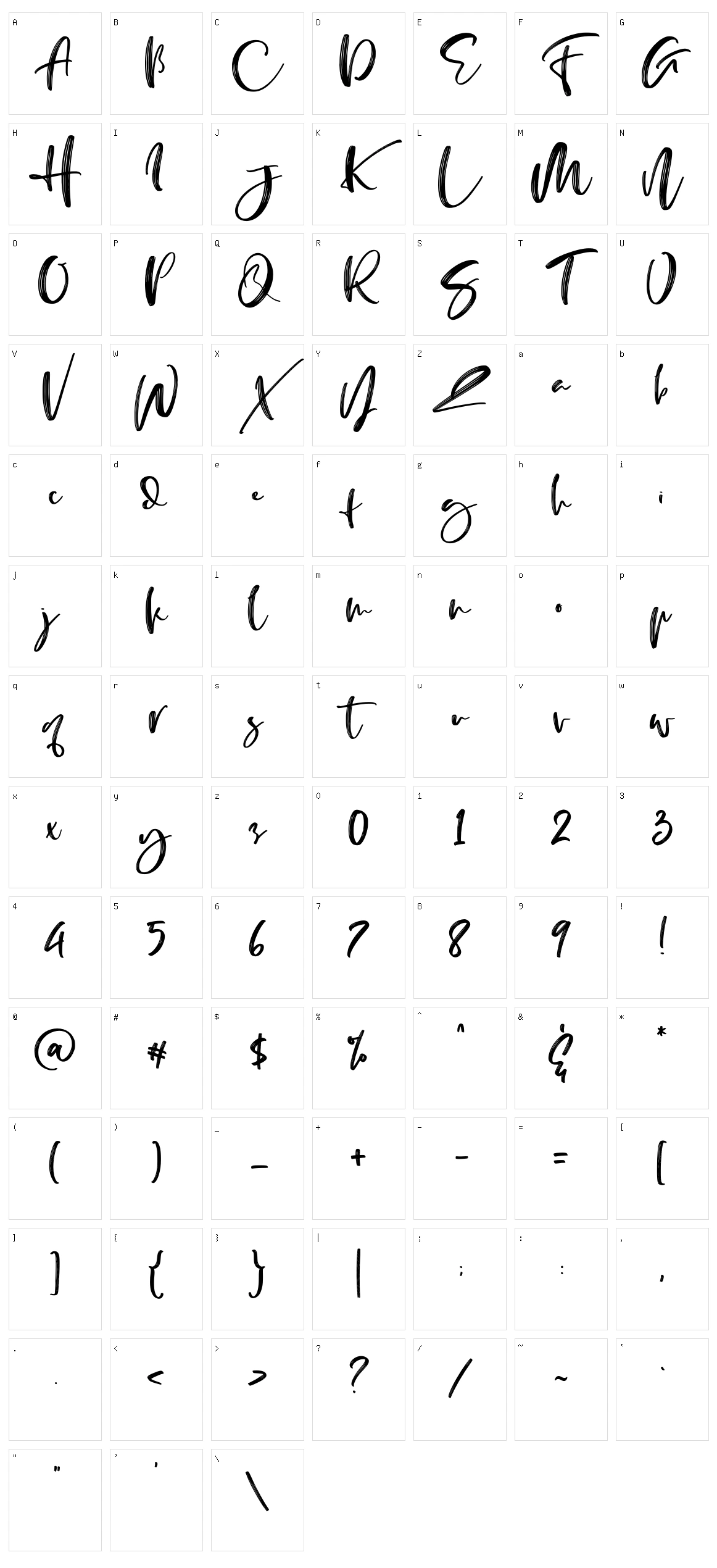 Bologna Script Character Set