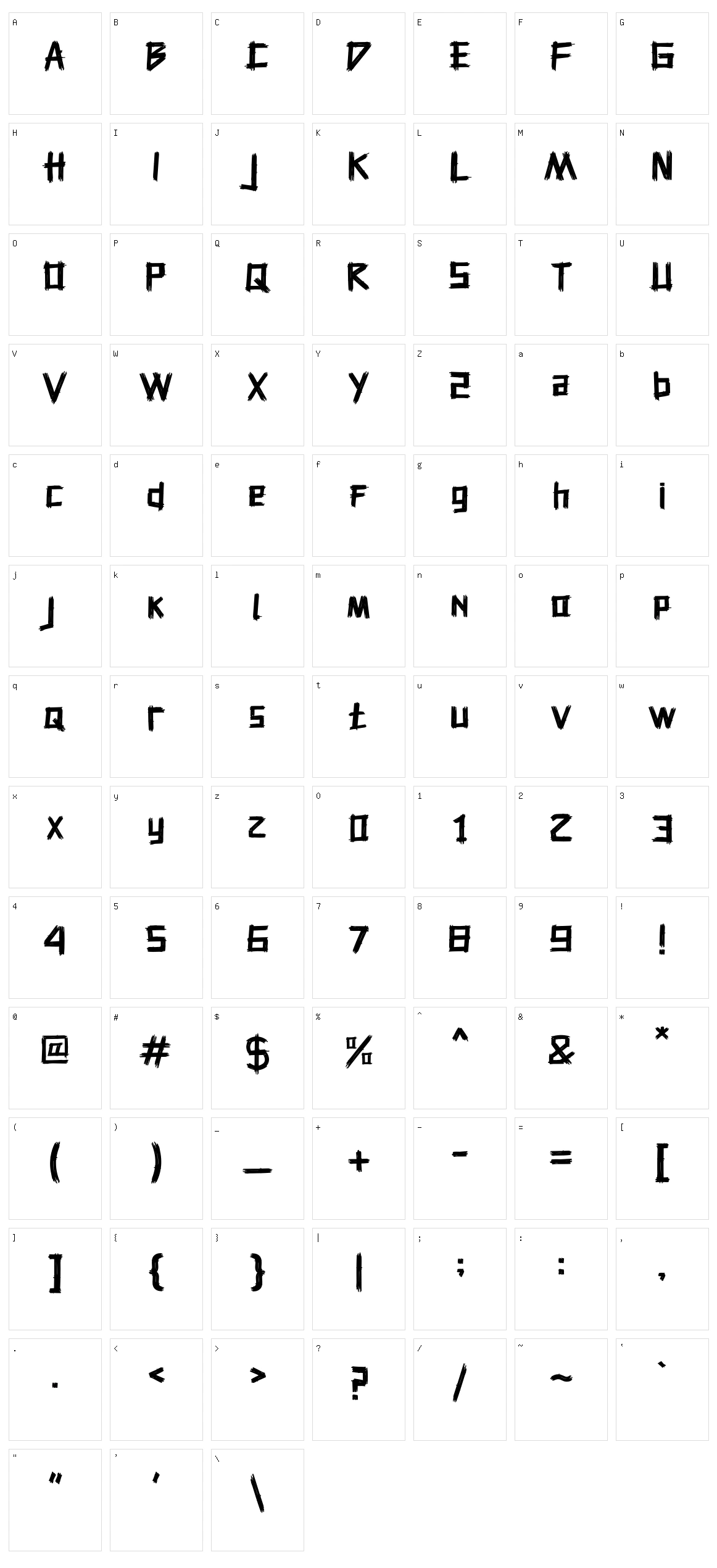 Hiddenbox Character Set