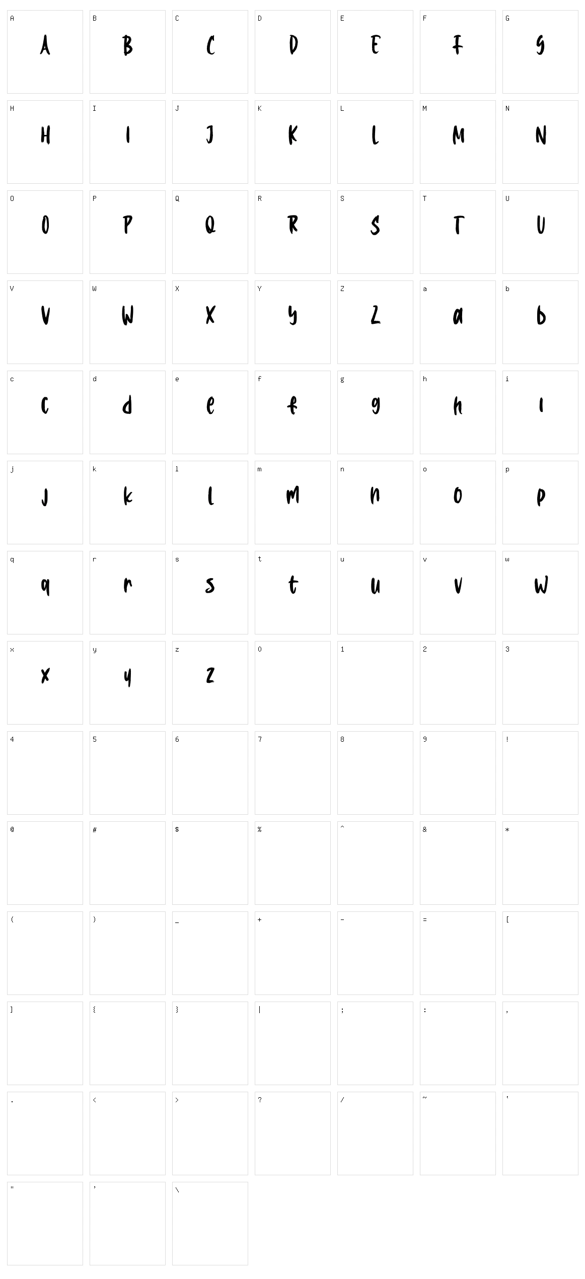 Croxypraxis Character Set
