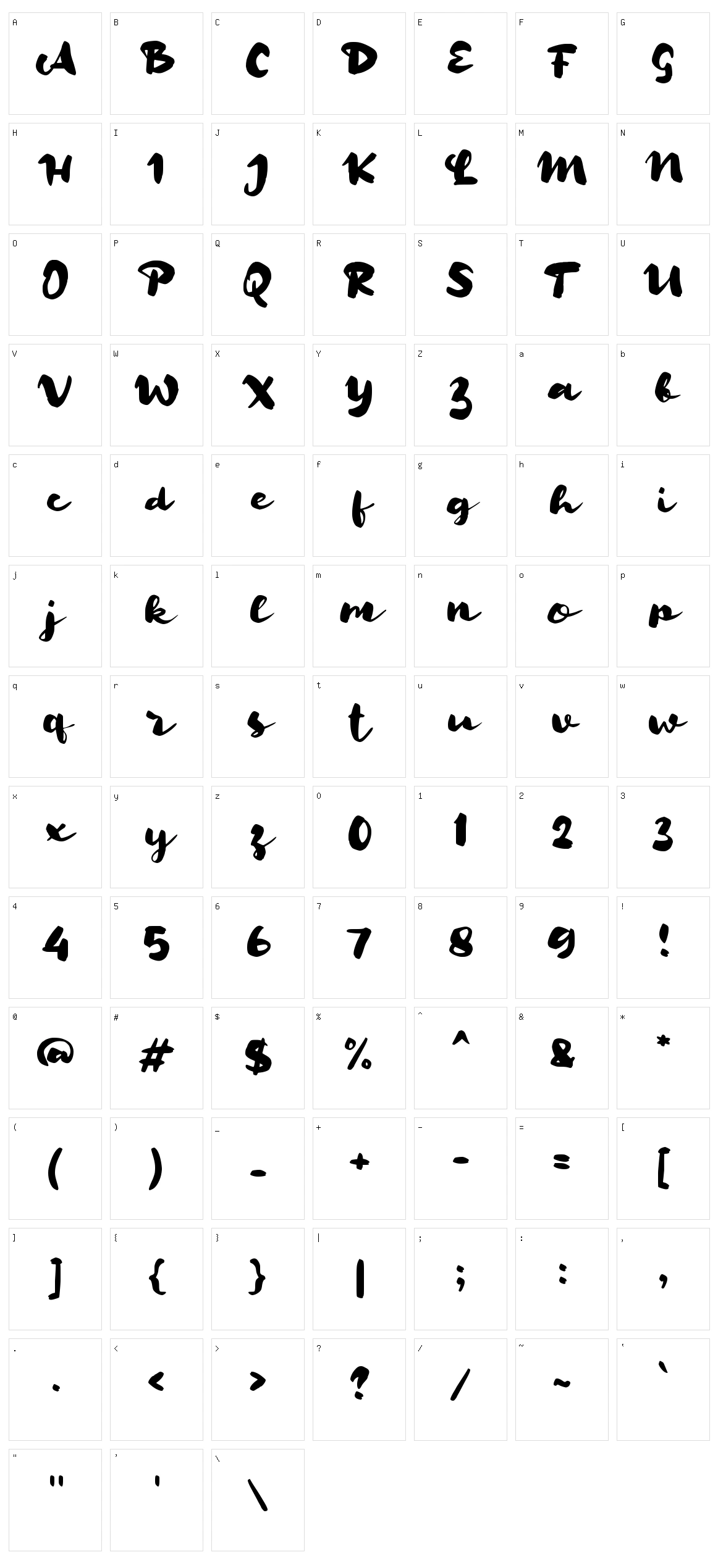 f Fone Character Set
