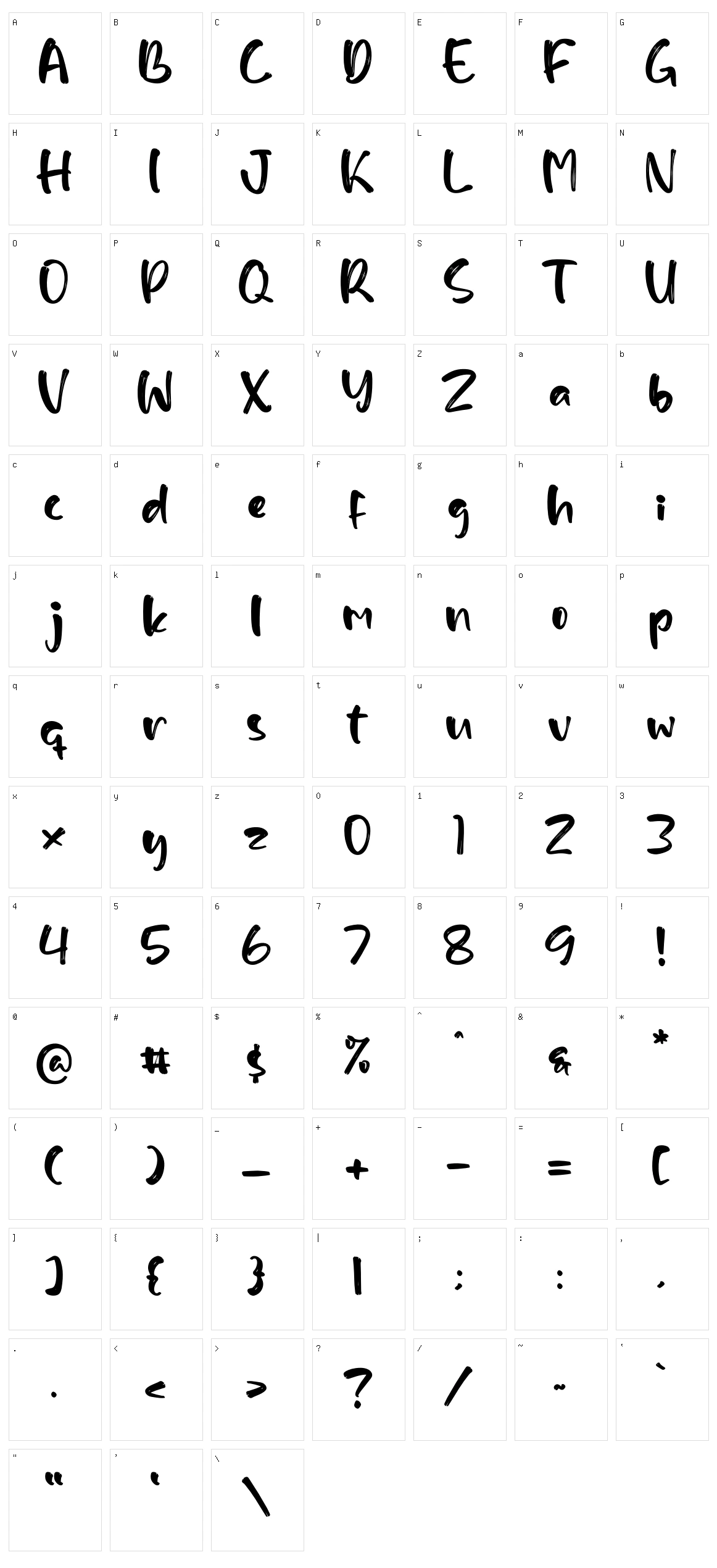 Mestgora Character Set