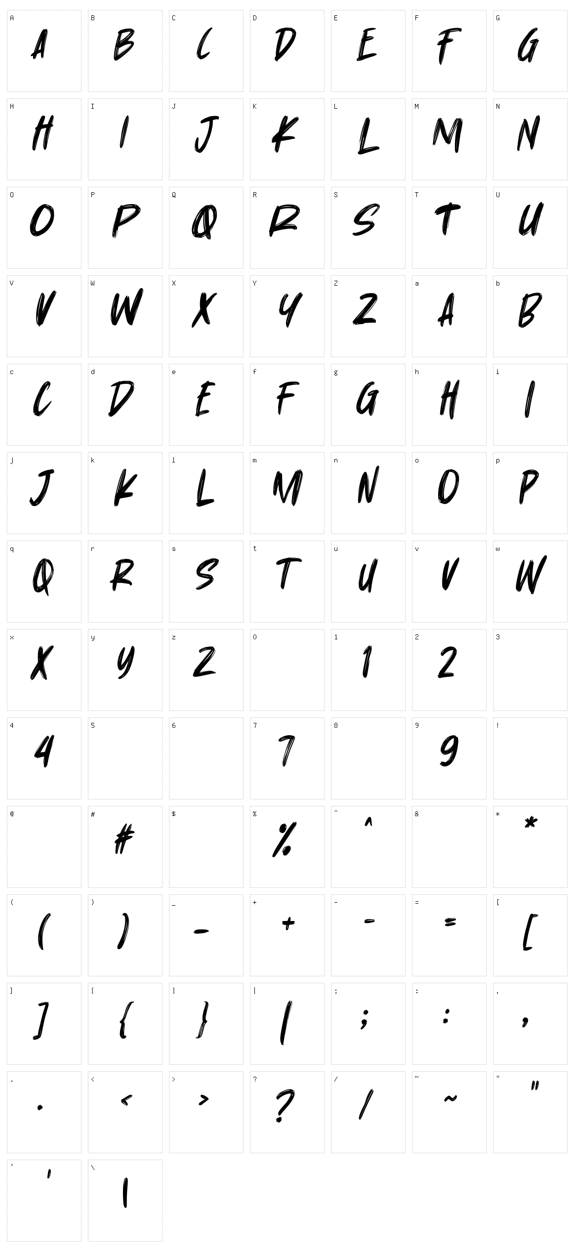 Nutshell Character Set