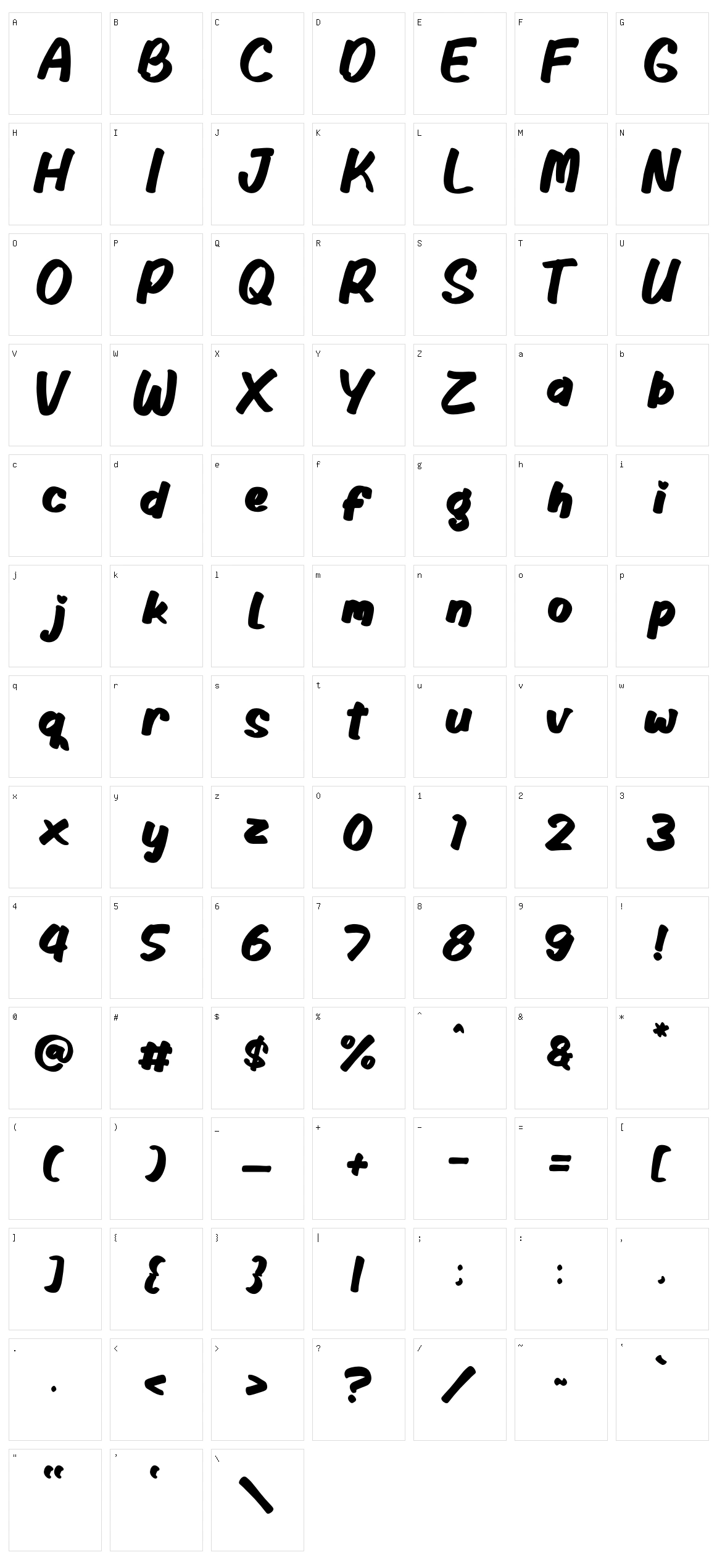 Bhigli Character Set