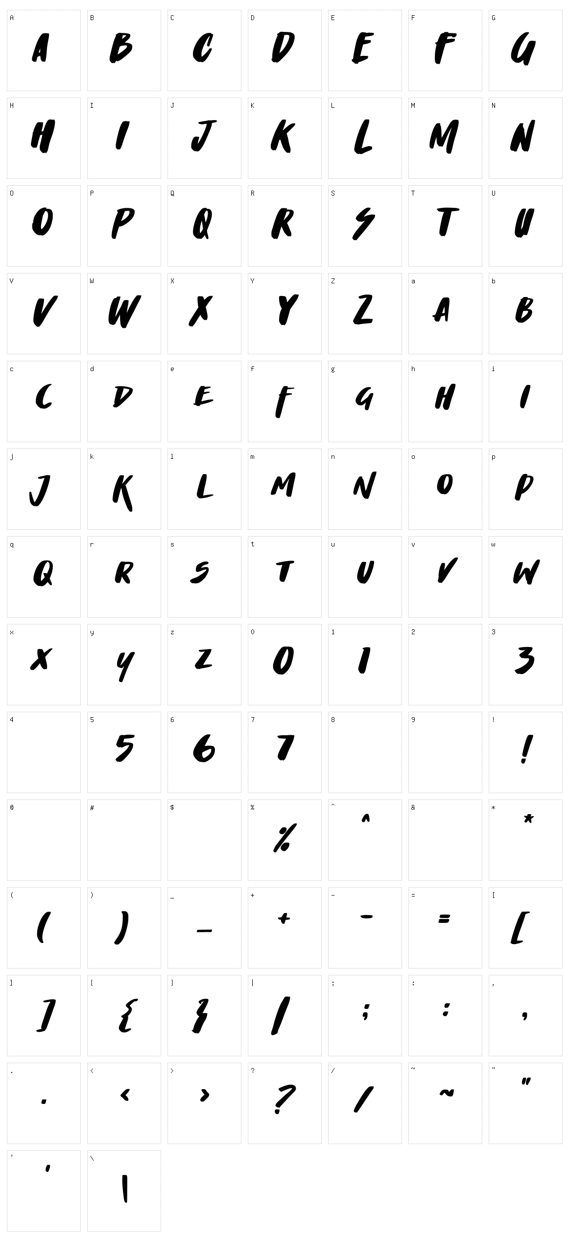 Racun Character Set
