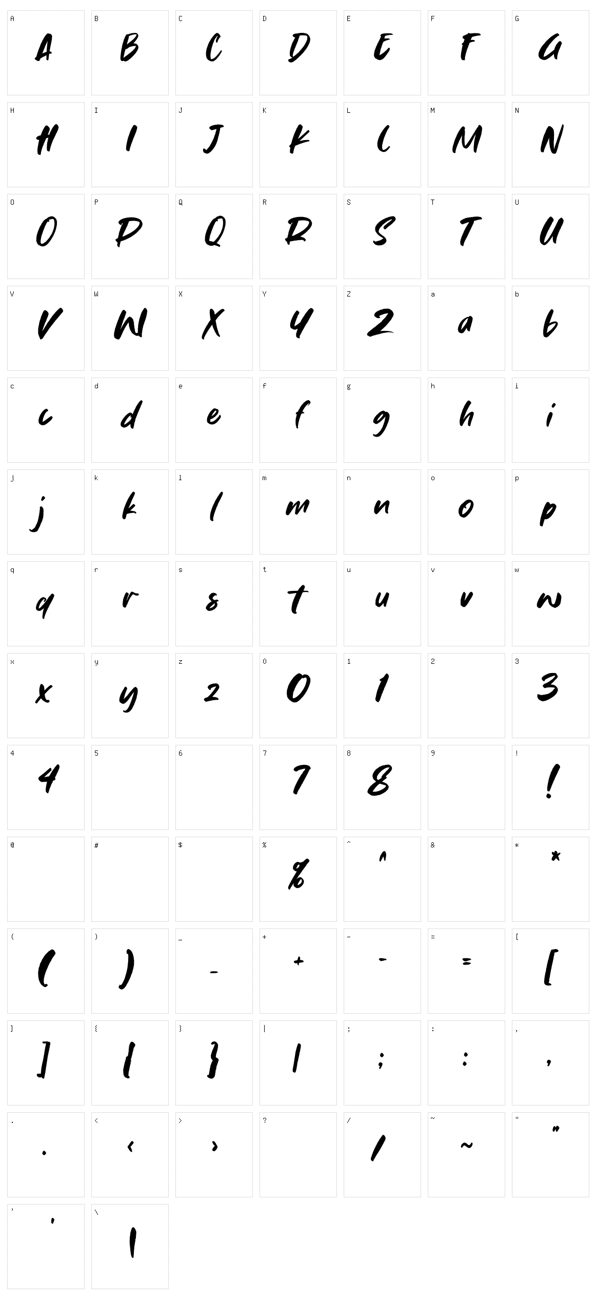 Minomisse Character Set