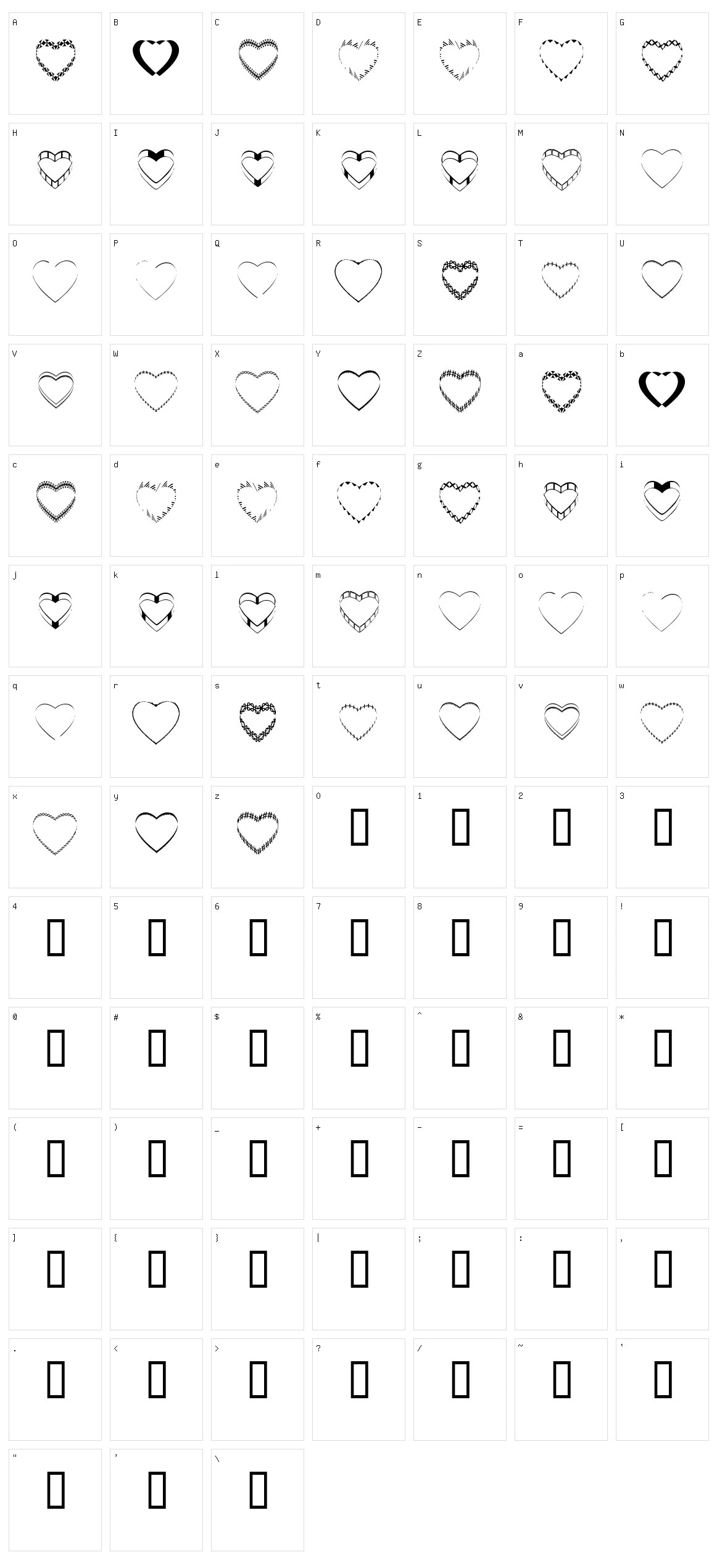4YEOhearts Character Set