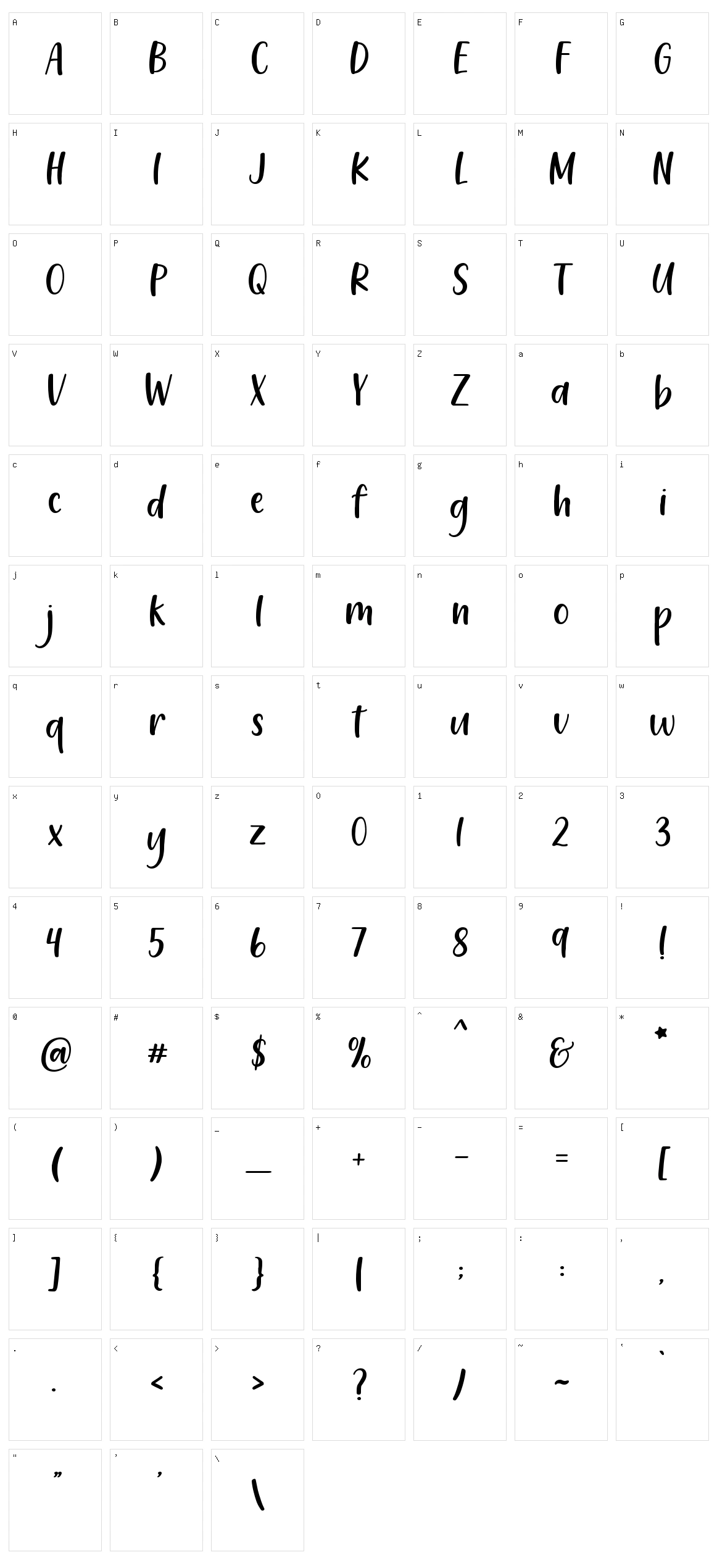 212 Leahlee Sans Character Set