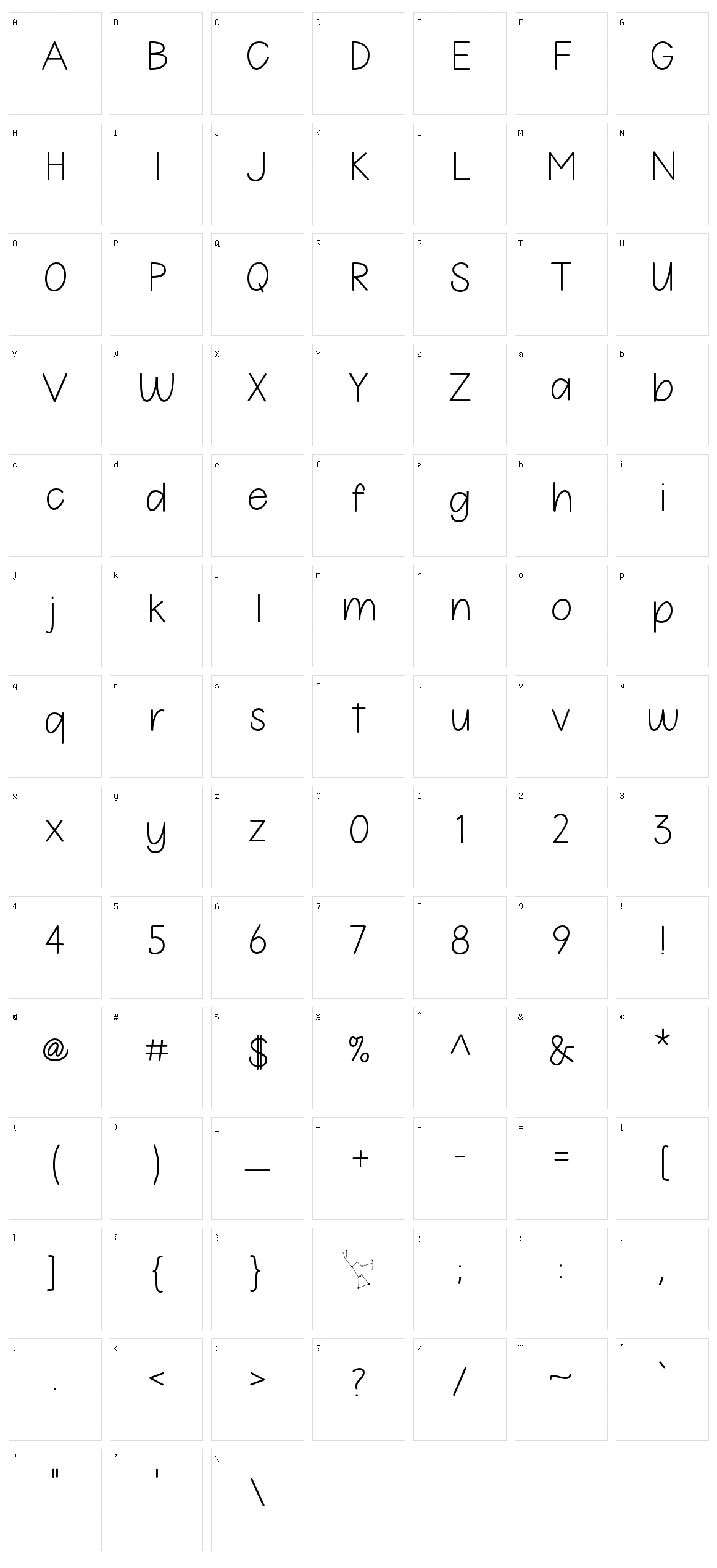 212 Orion Sans Character Set