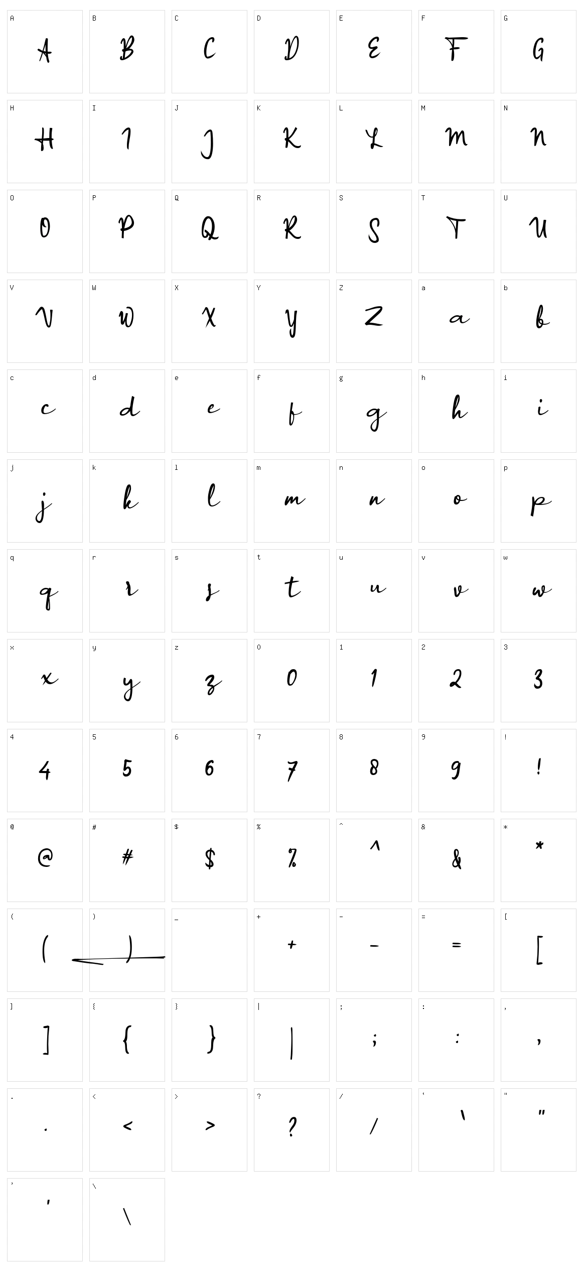 A Applicant Signature Character Set