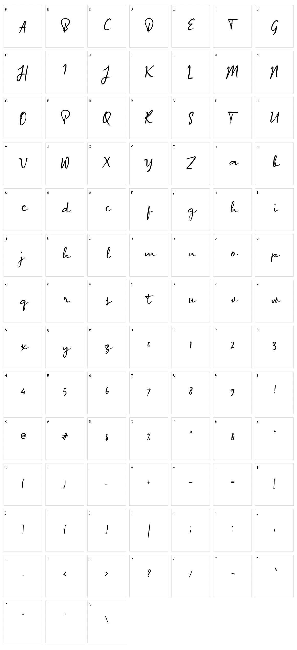 A Arrange Signature Character Set
