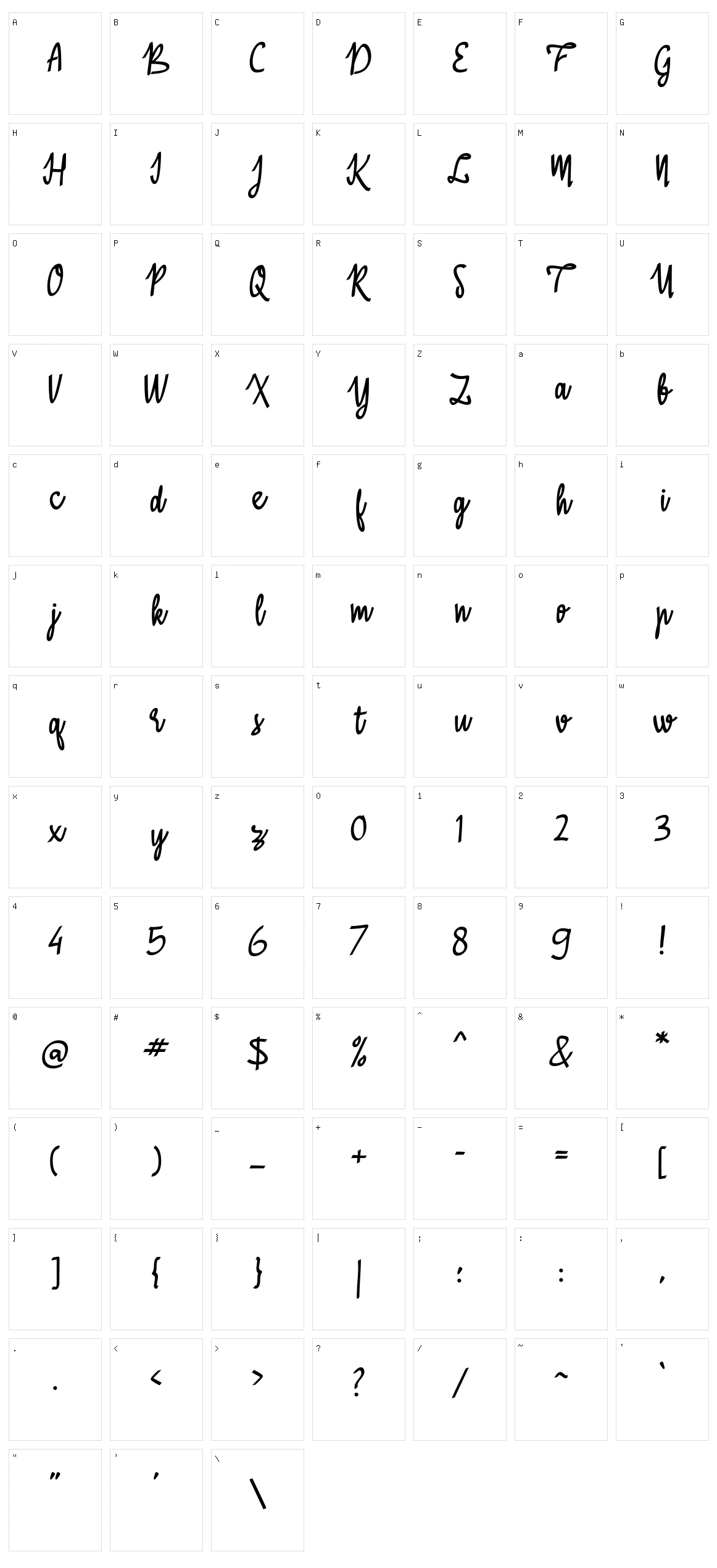 A Baster Rules Character Set