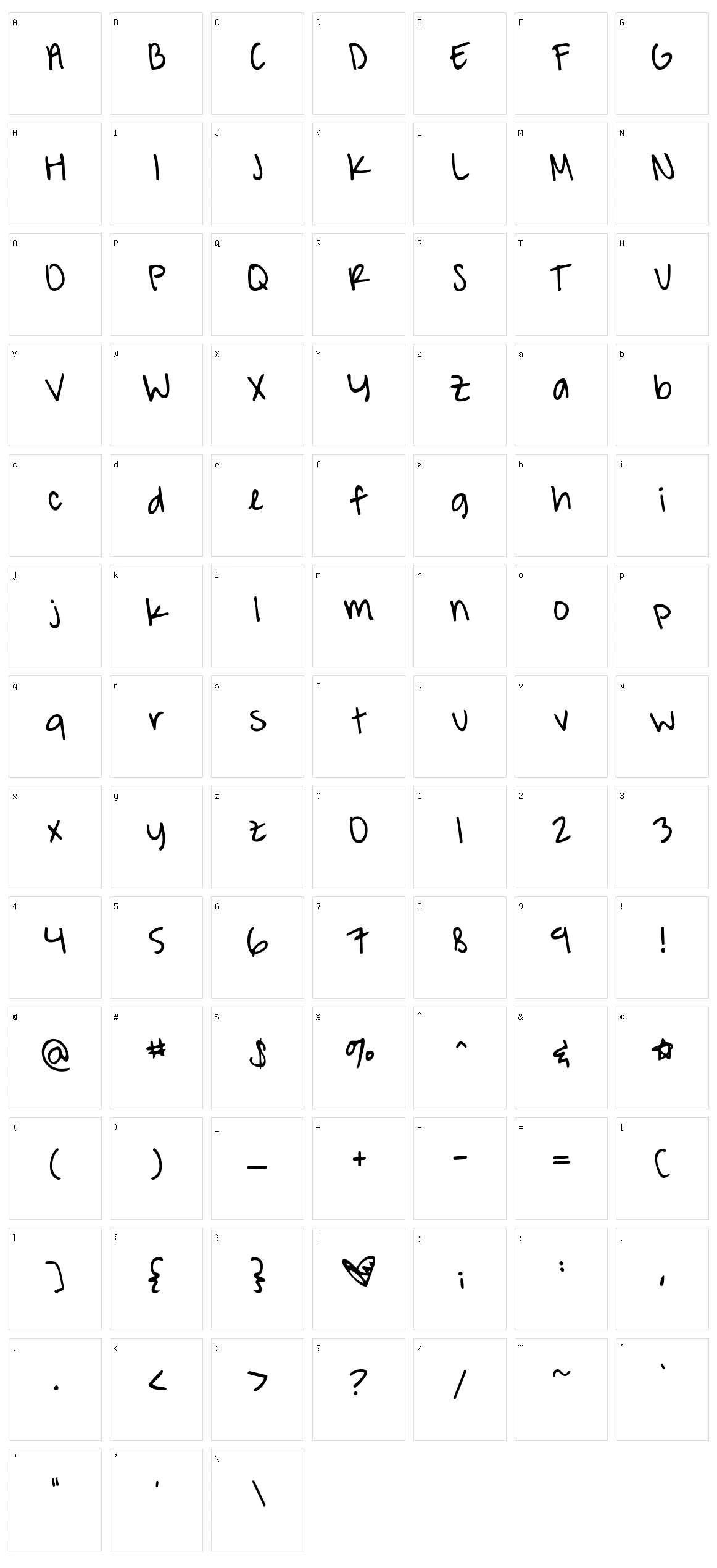 A Hundred Miles Character Set