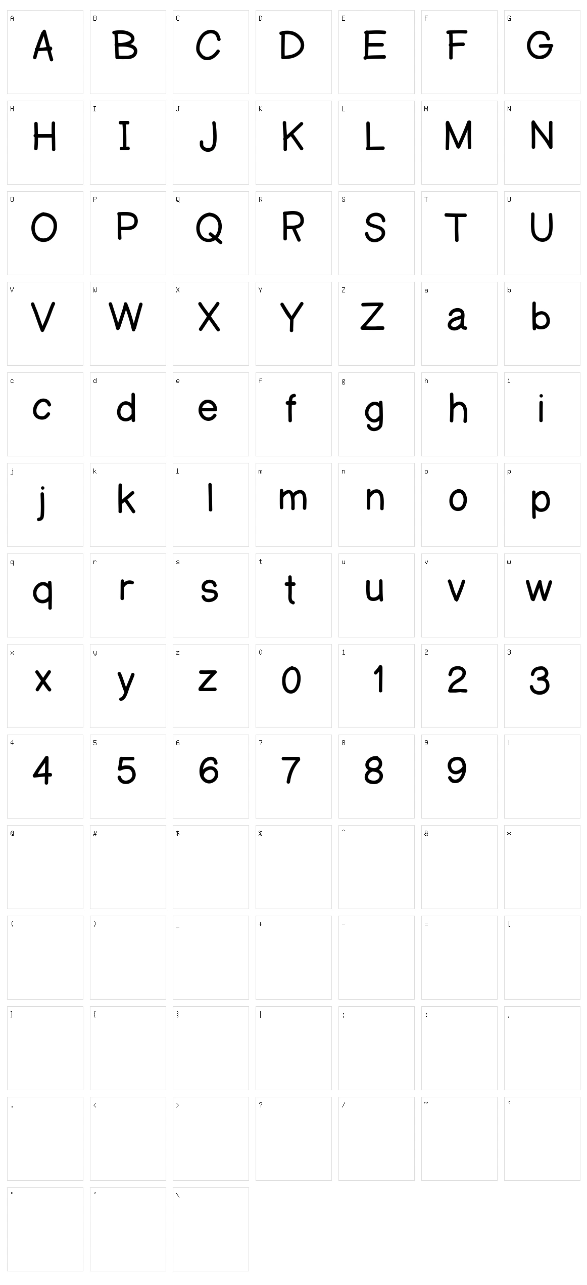 A Mano Regulold Character Set