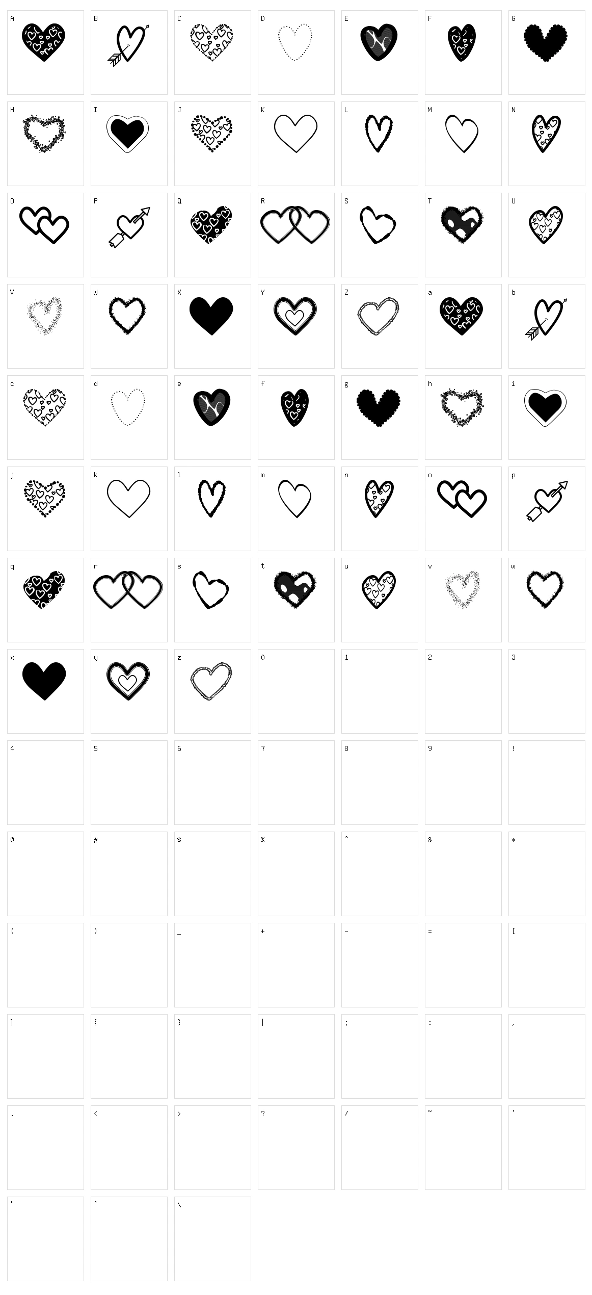 Hearts Shapes TFB Character Set
