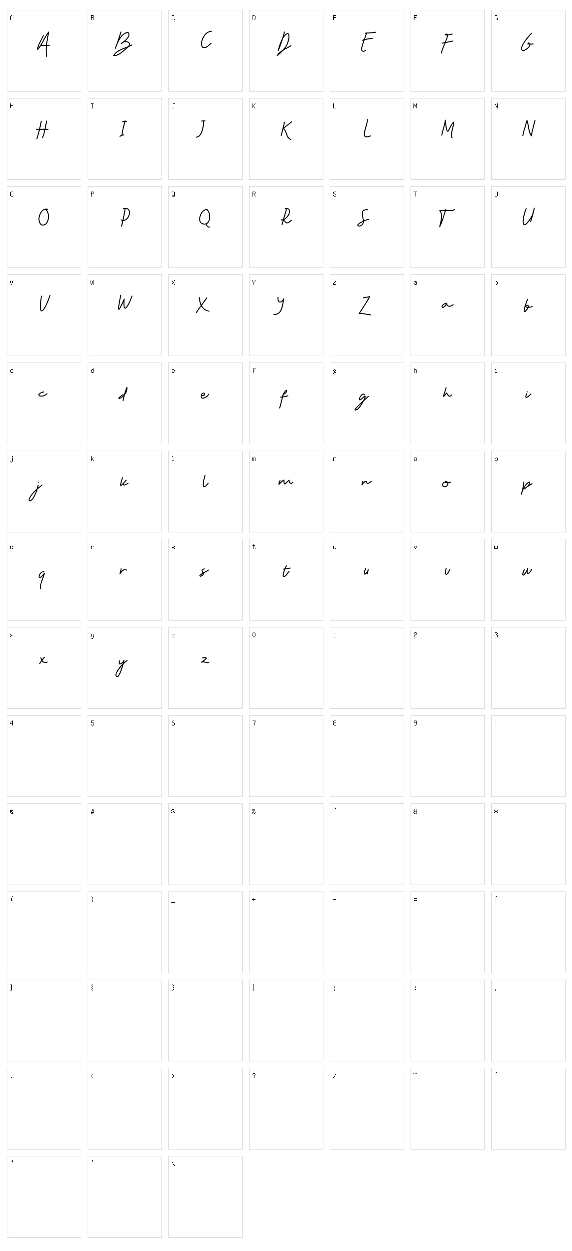 Abamail Character Set