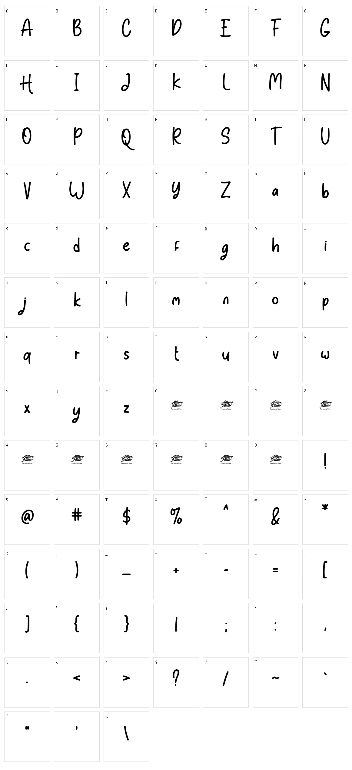 Aberana Character Set