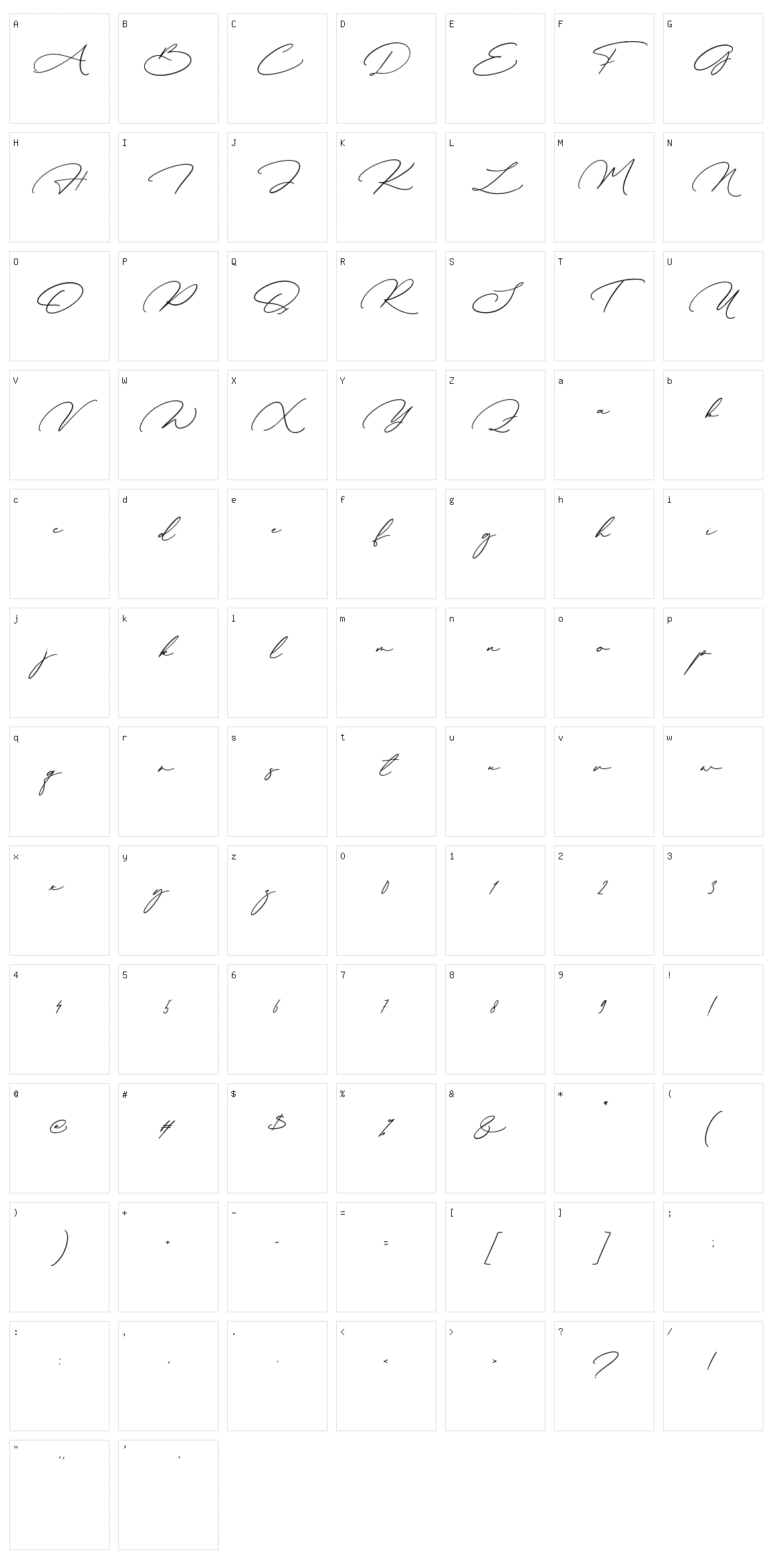 Aberatta Character Set