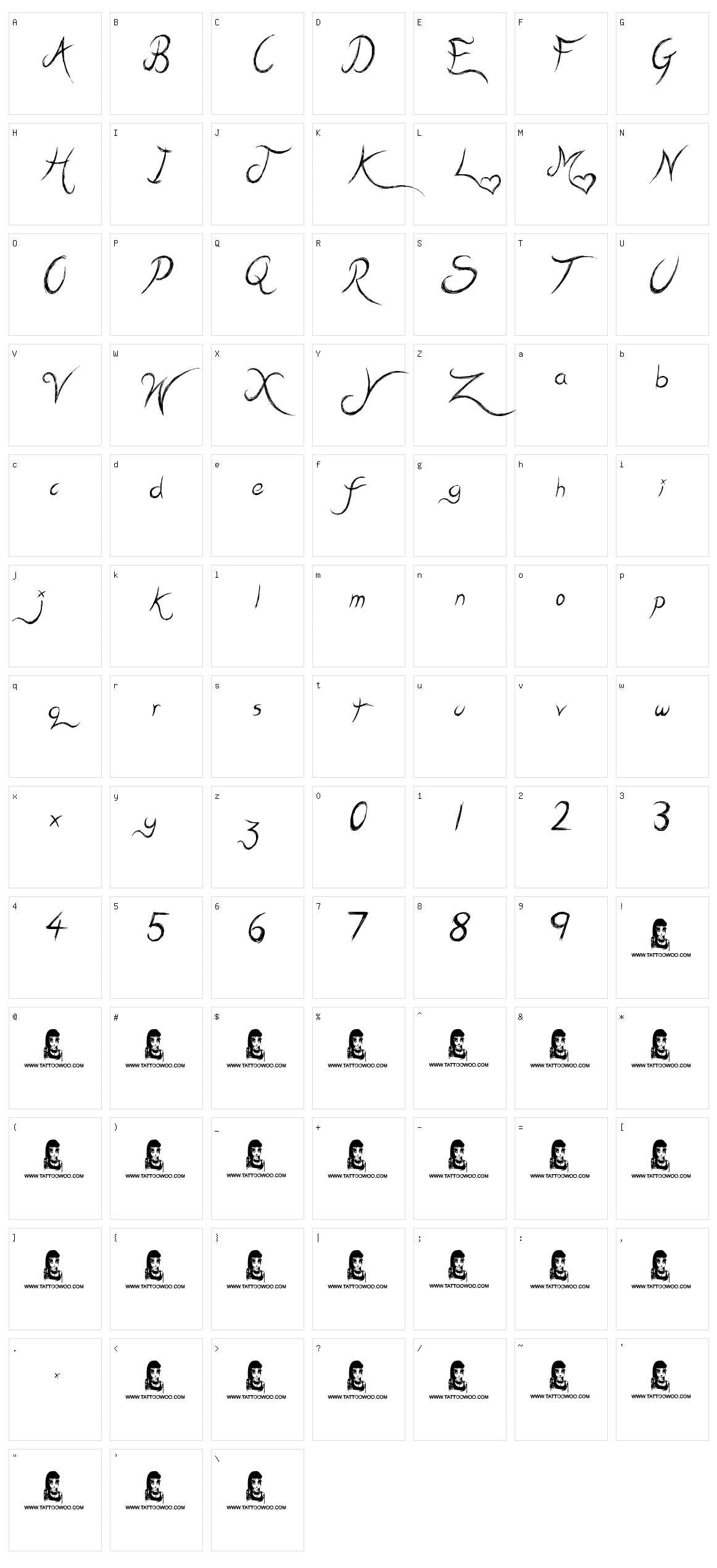 Kiss Me Quick Character Set