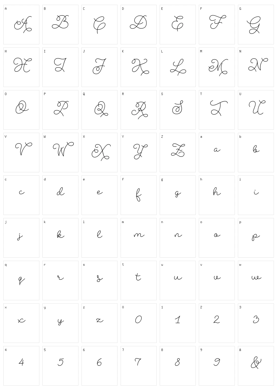 Abigail Script Character Set