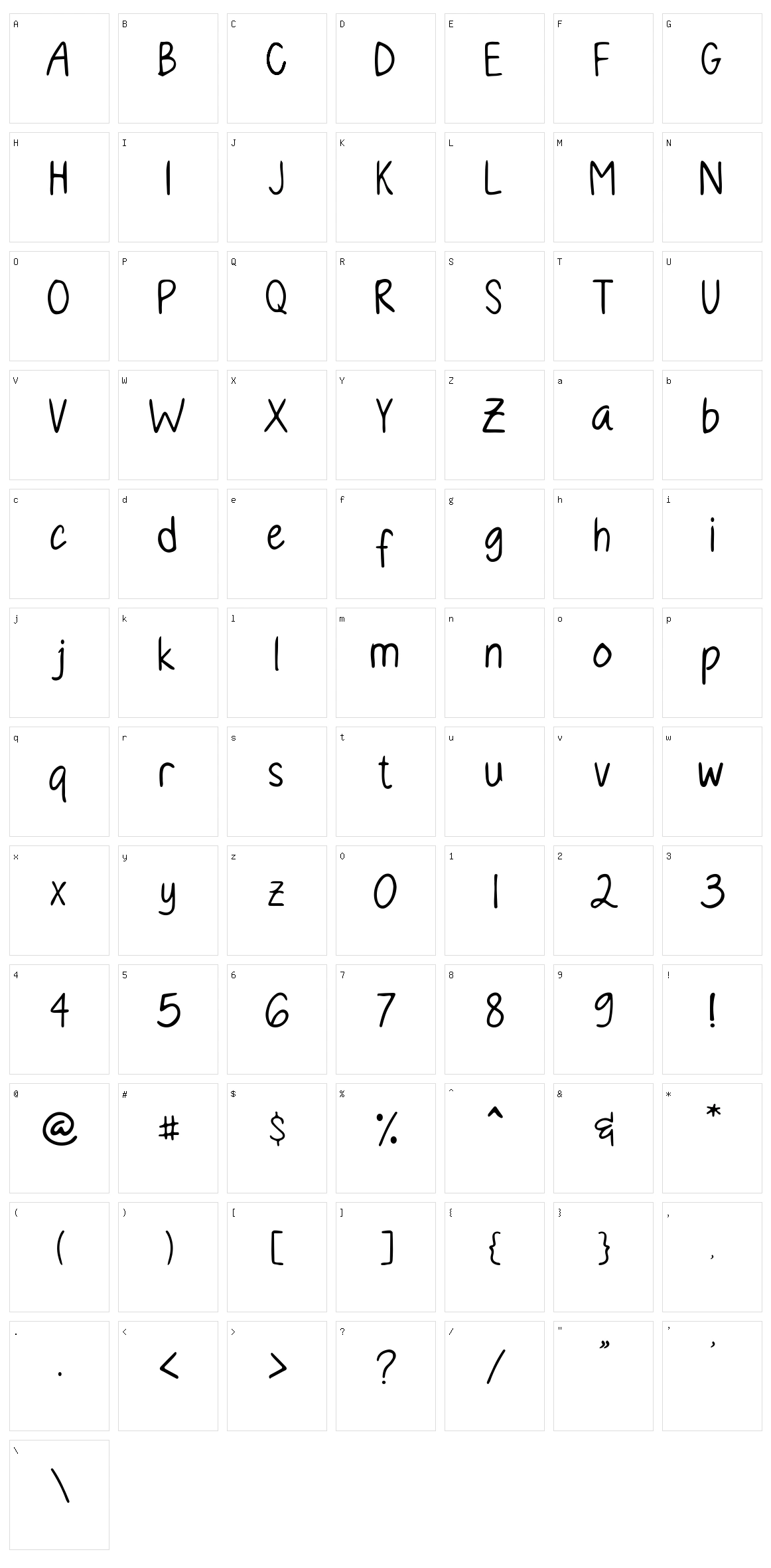 Abreul Character Set