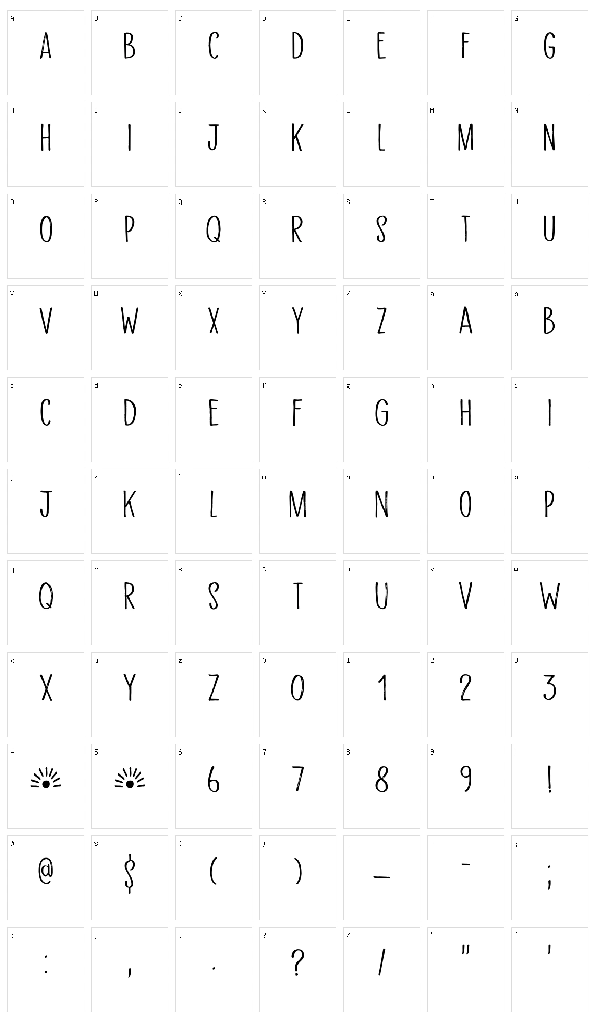 Aceituna Character Set