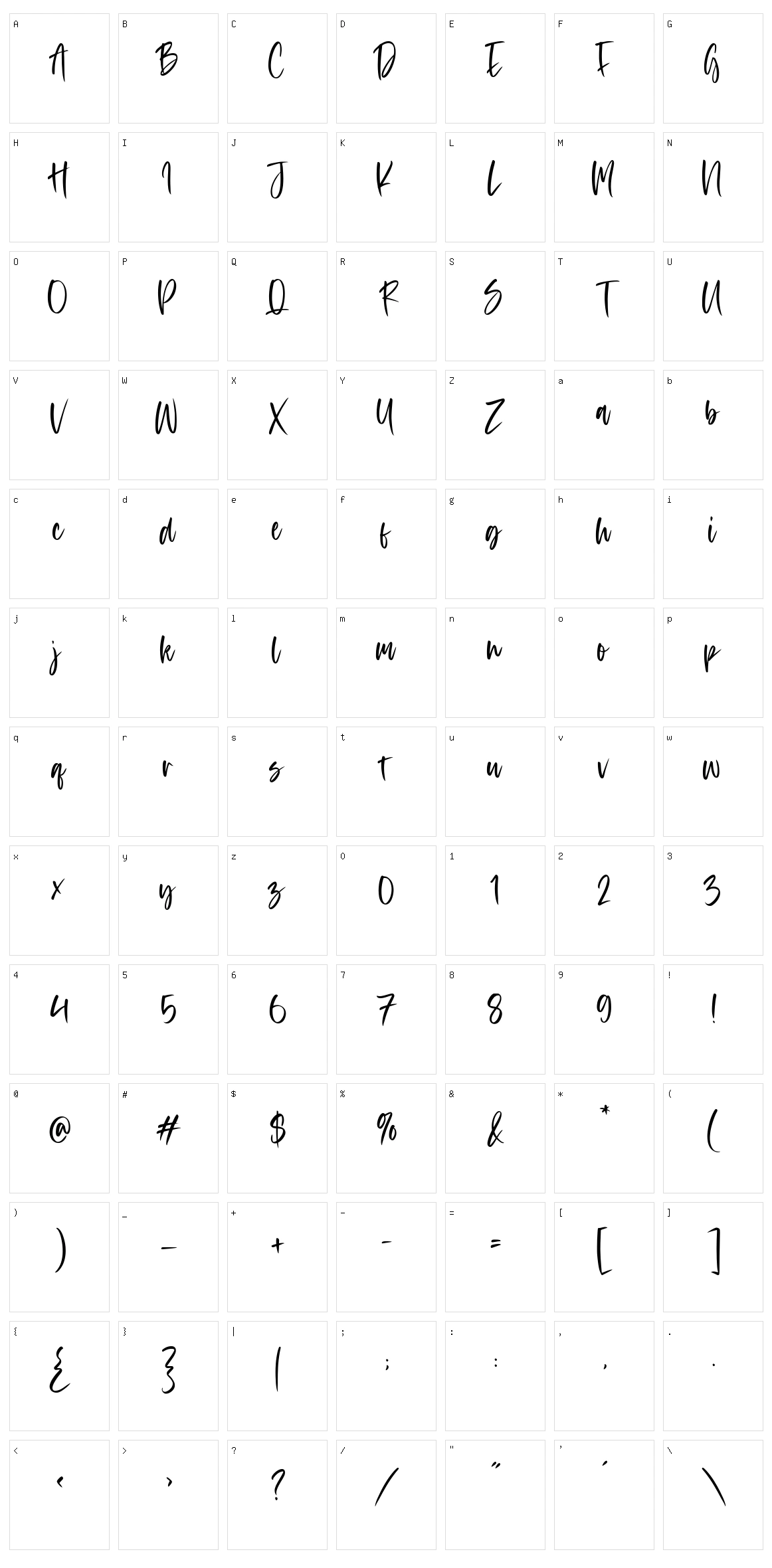 Acordian Character Set