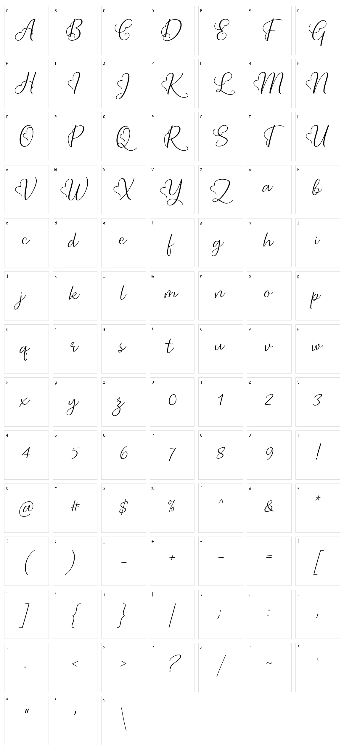 Lova Valove Character Set