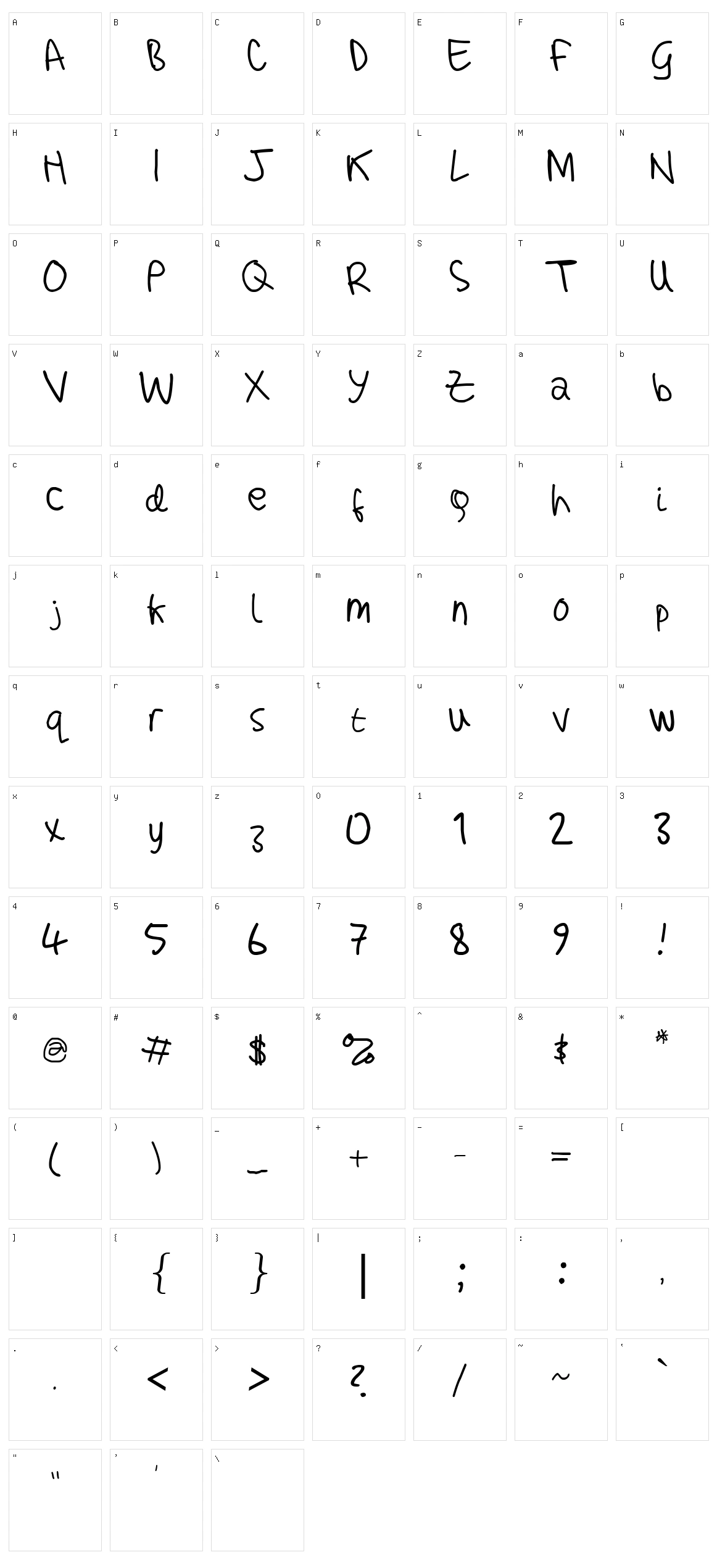 Adam Handwriting Character Set