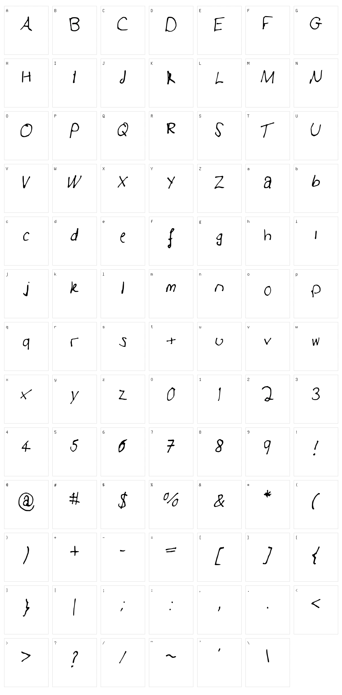 Adams Font Character Set