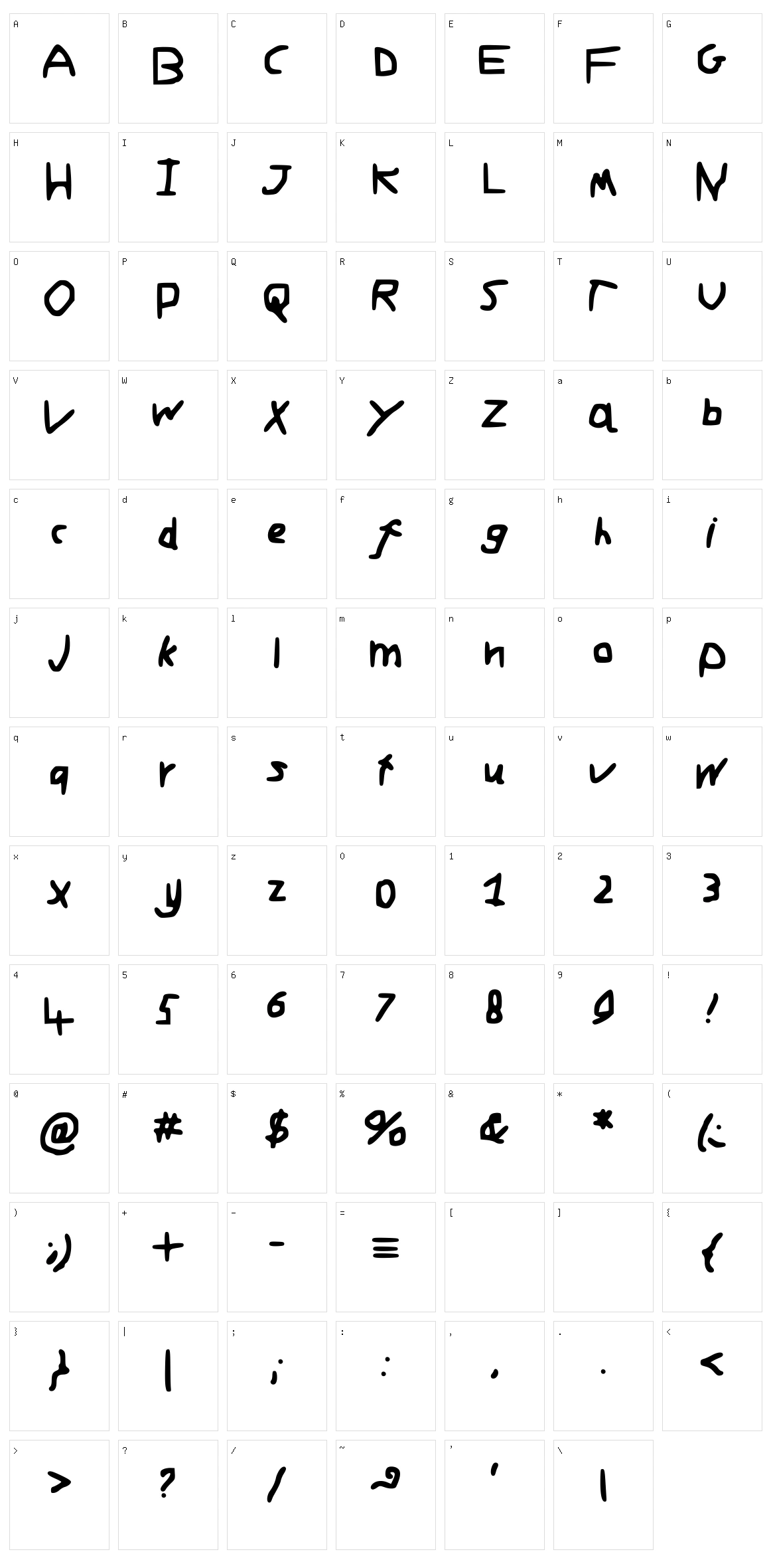 Adams Font Character Set