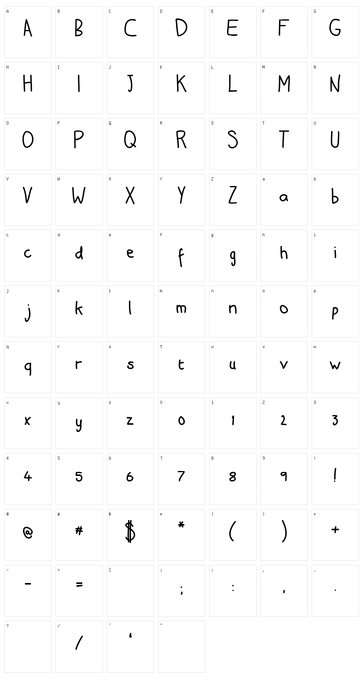 Adams Hand Character Set