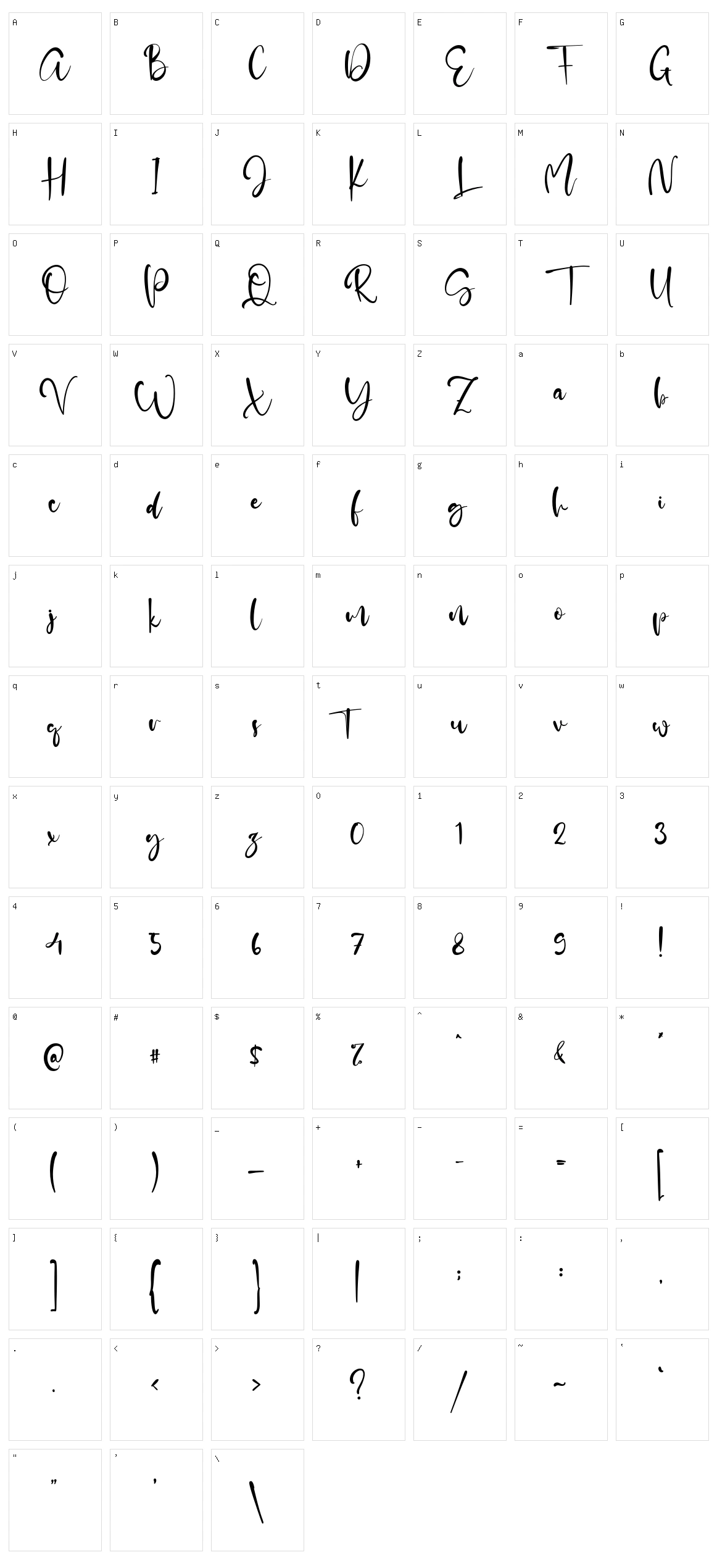 Adelle Script Character Set