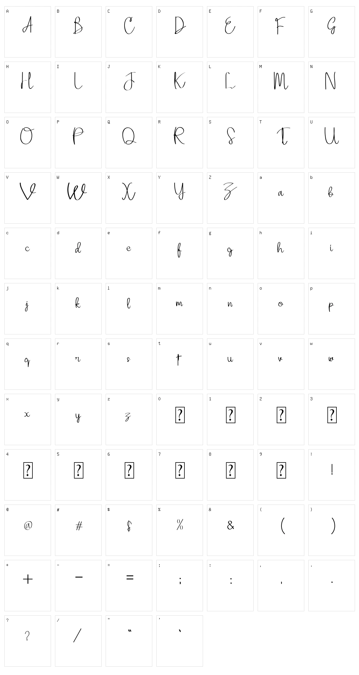 Adellina Character Set