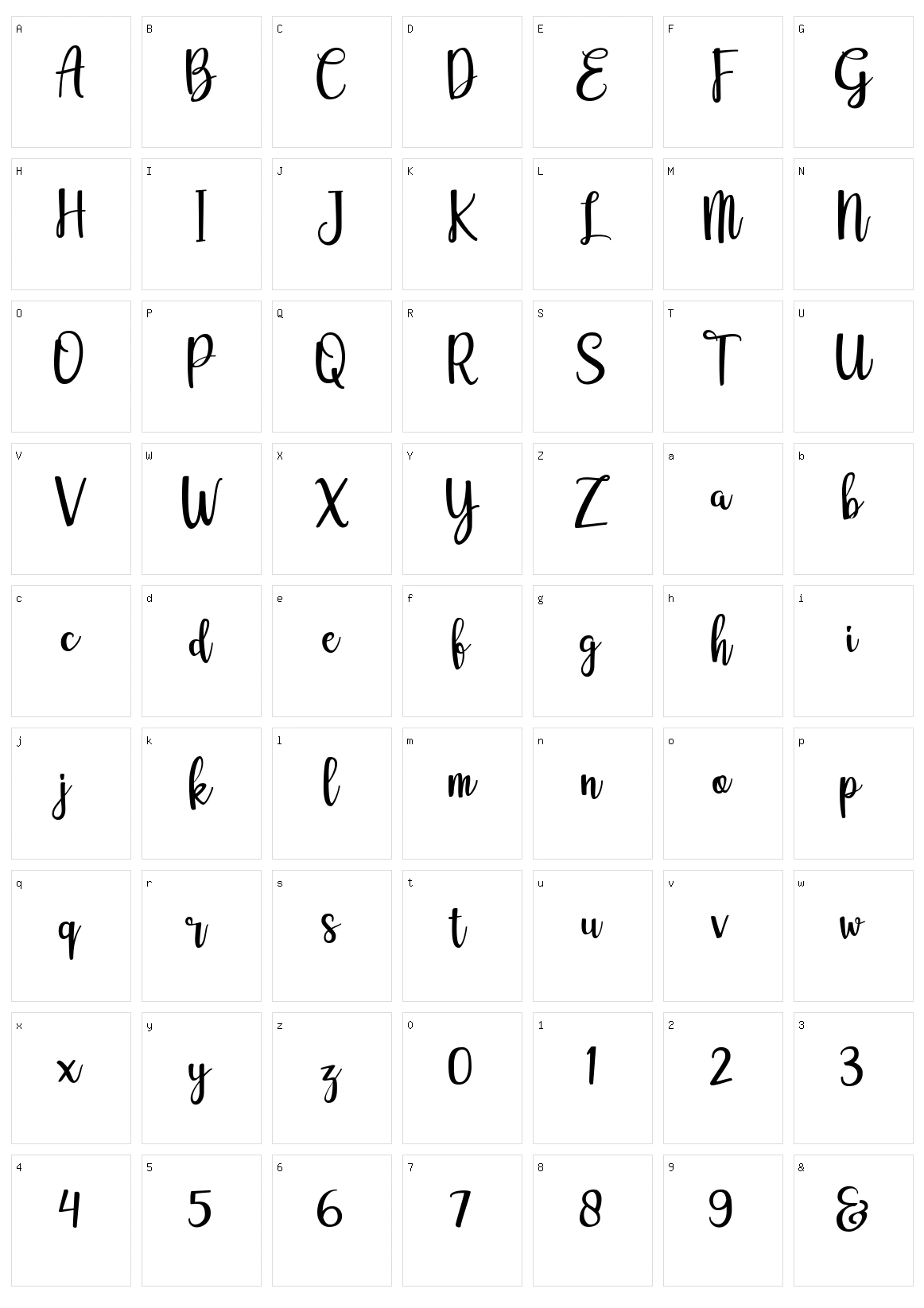 Adelline Character Set