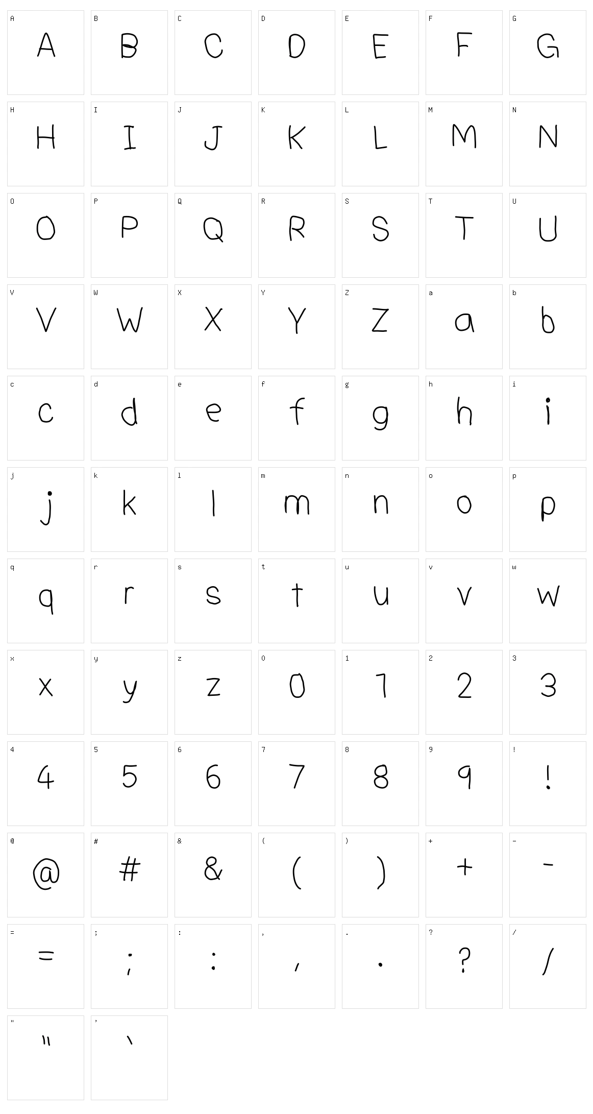 Adrian Font Character Set
